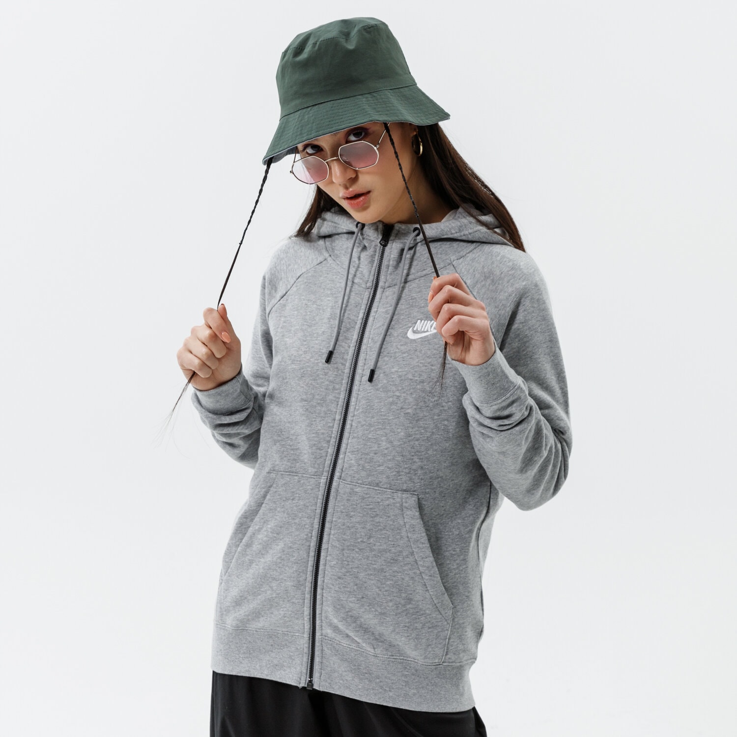 Damen NIKE SWEATSHIRT MIT REIßVERSCHLUSS Z KAPTUREM SPORTSWEAR ESS BV4122-063 Grau