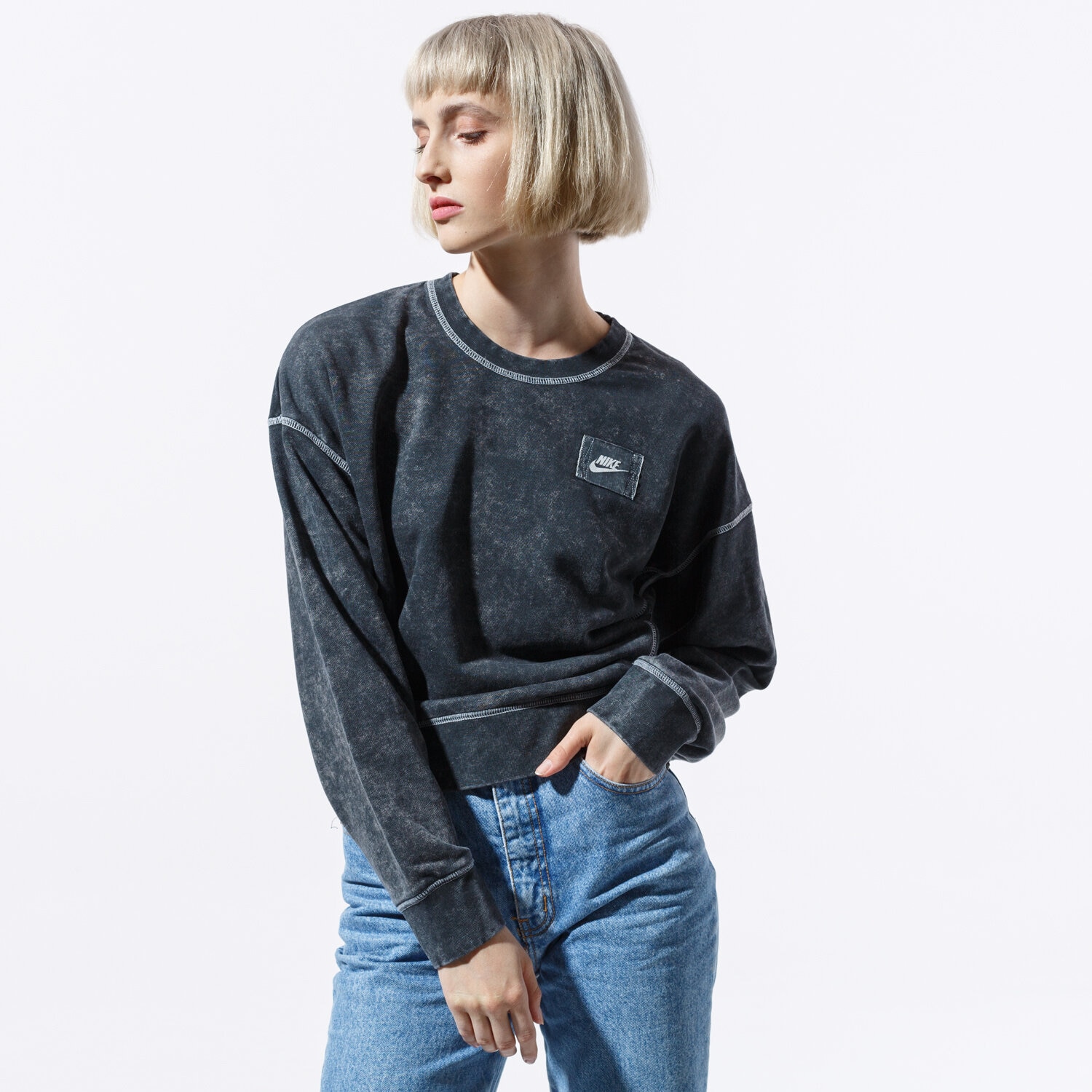 Damen NIKE SWEATSHIRT W NSW CREW FT REBEL BV2798-010 Schwarz