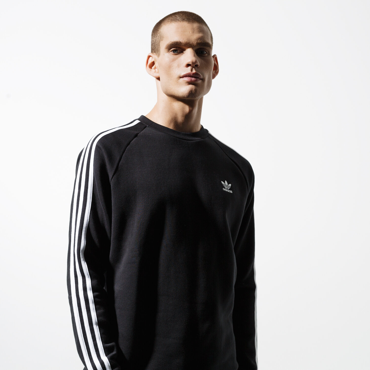 Herren ADIDAS SWEATSHIRT 3-STRIPES CREW DV1555 Schwarz