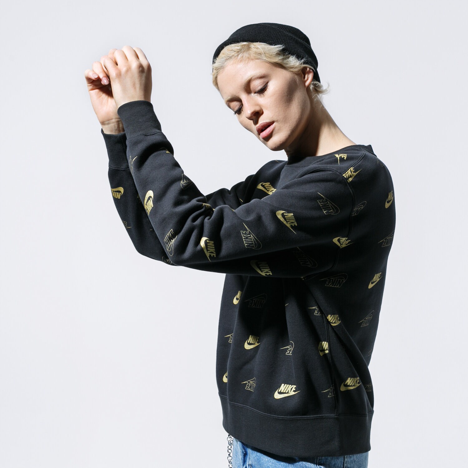 Damen NIKE SWEATSHIRT W NSW CREW BB BFF SHINE BV4994-010 Schwarz