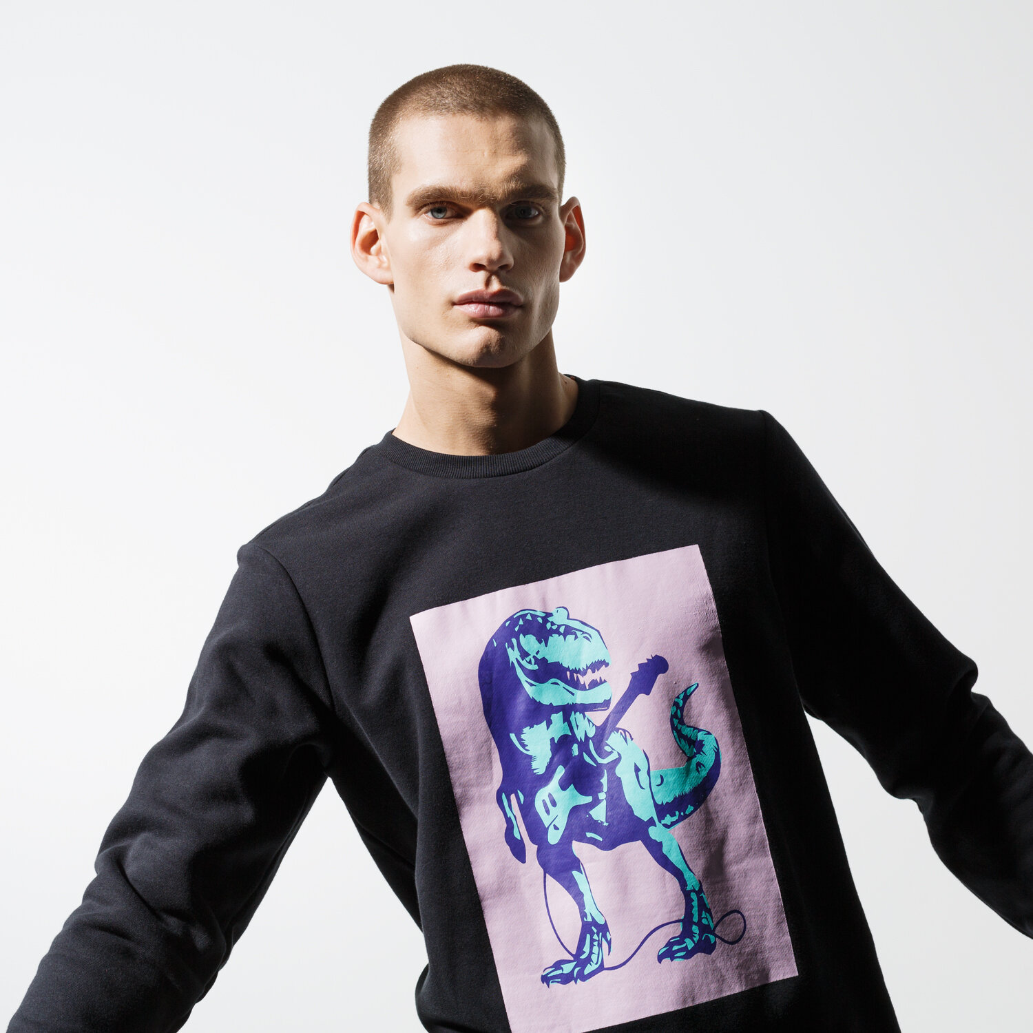 Herren CONFRONT SWEATSHIRT DINO SWEATSHIRT CF39BLM30001 Schwarz