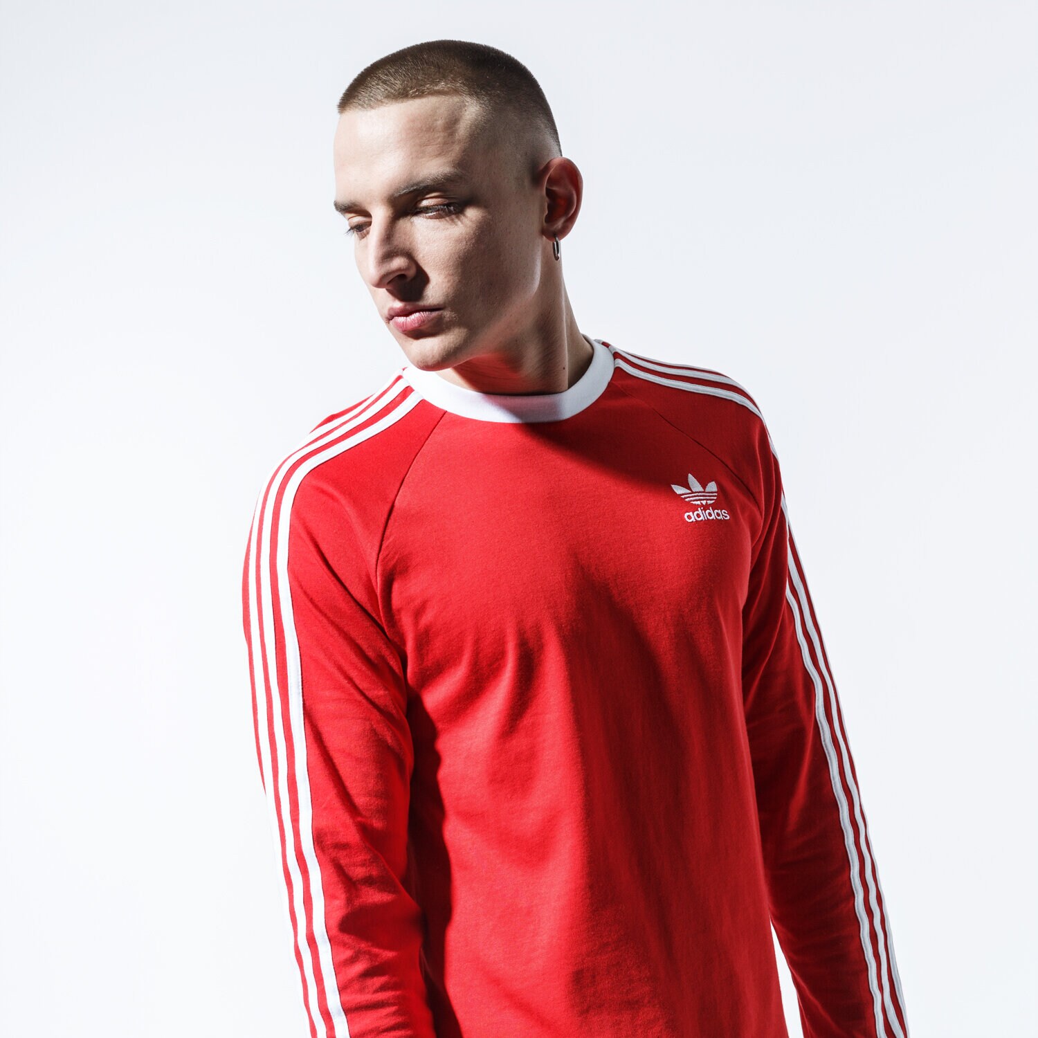 Herren T-Shirt ADIDAS T-SHIRT 3-STRIPES LS T FM3776 Rot
