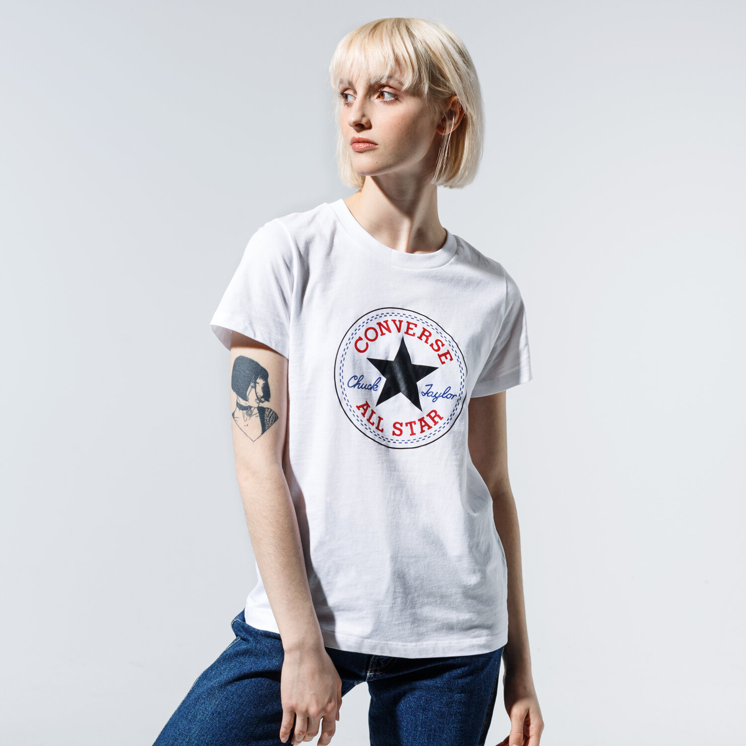 Damen T-Shirt CONVERSE T-SHIRT CHUCK PATCH NOVA TEE 10017759-A04 Weiß