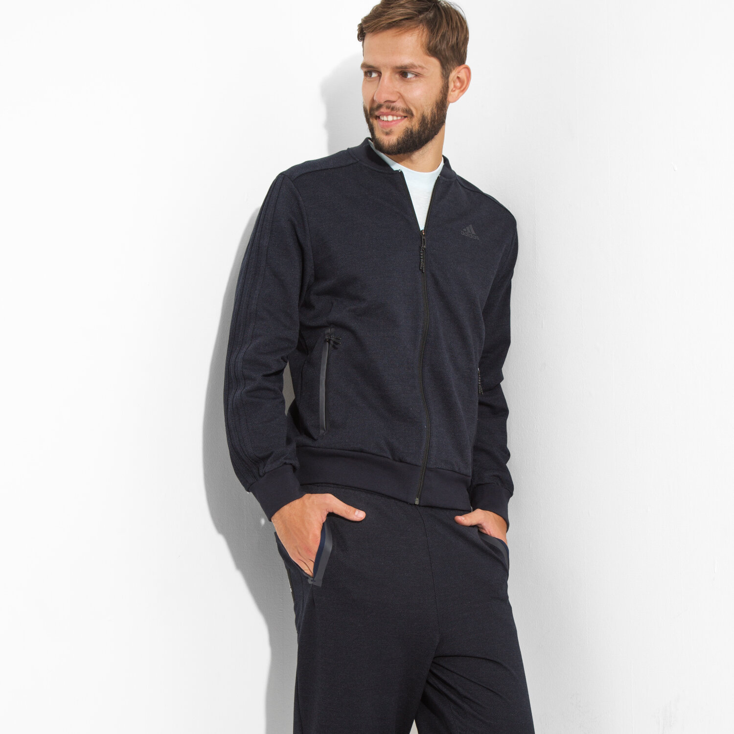Herren Übergangsjacke ADIDAS JACKE AM SPO JACKET S94798 Dunkelblau