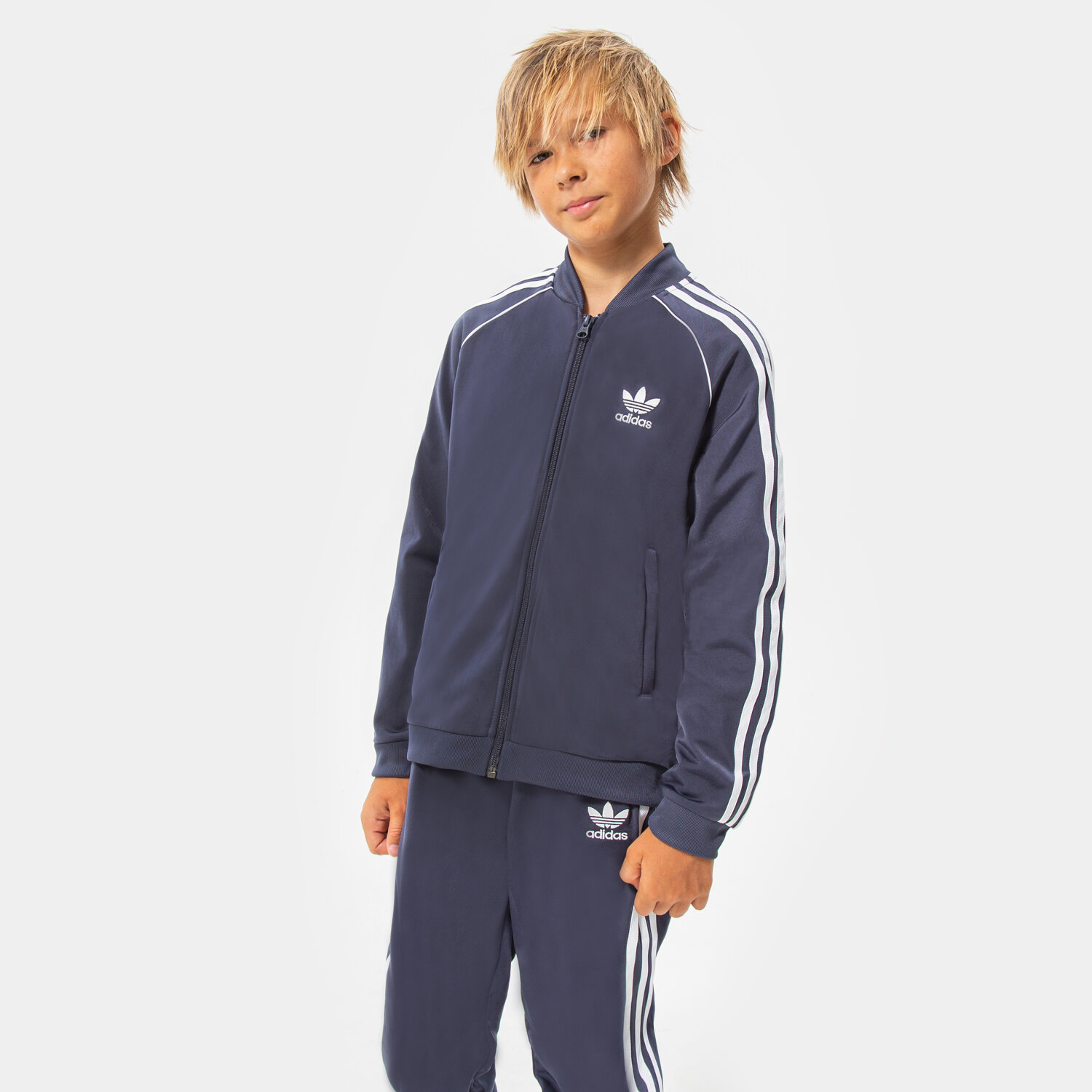 Kinder ADIDAS SWEATSHIRT MIT REIßVERSCHLUSS SST TRACK TOP BOY HD2041 Dunkelblau