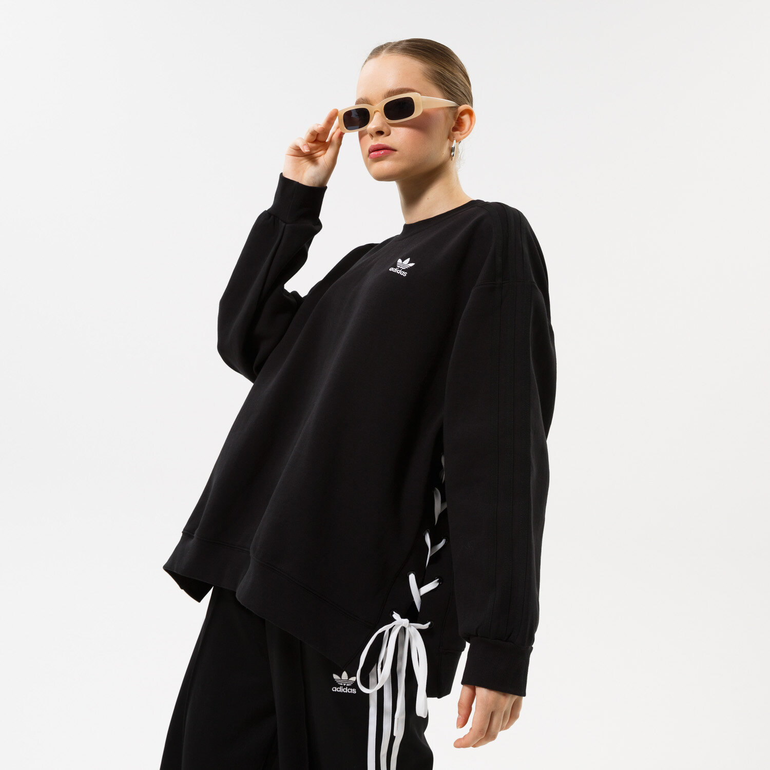 Damen ADIDAS SWEATSHIRT LACED CREW HK5055 Schwarz