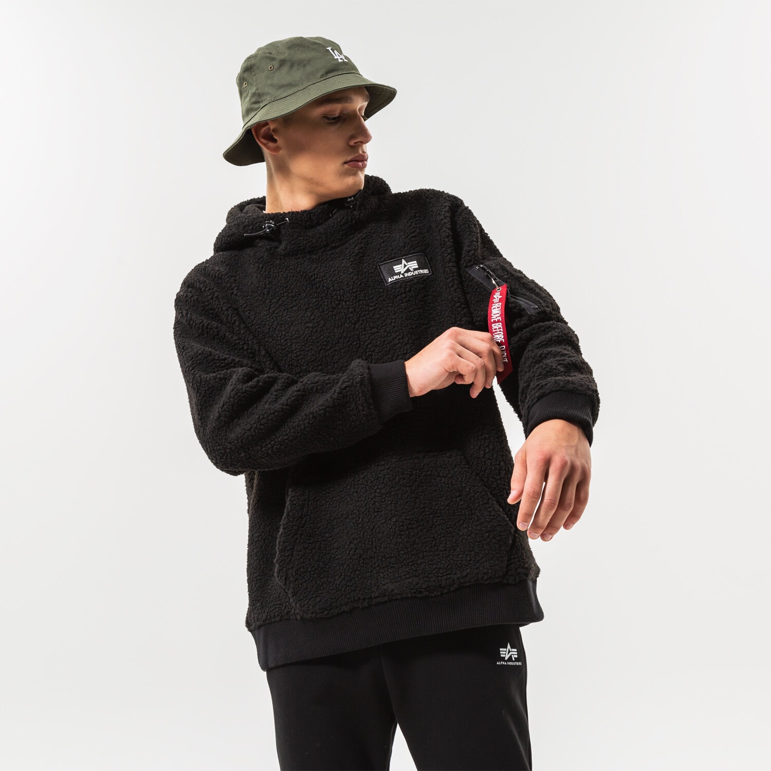 Herren ALPHA INDUSTRIES HOODIE TEDDY 118330-03 Schwarz