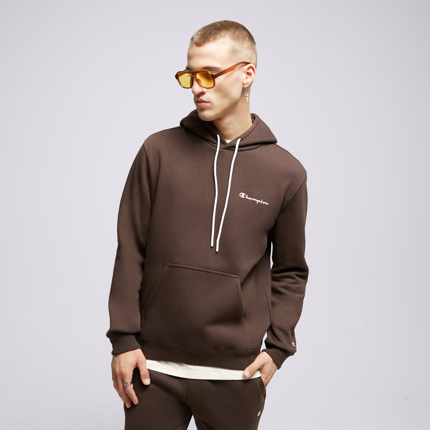 Herren CHAMPION HOODIE HOODED SWEATSHIRT 219208MS548 Braun