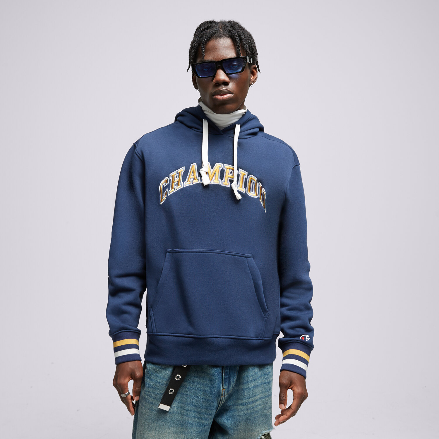 Herren CHAMPION HOODIE HOODED SWEATSHIRT 219174BS561 Dunkelblau