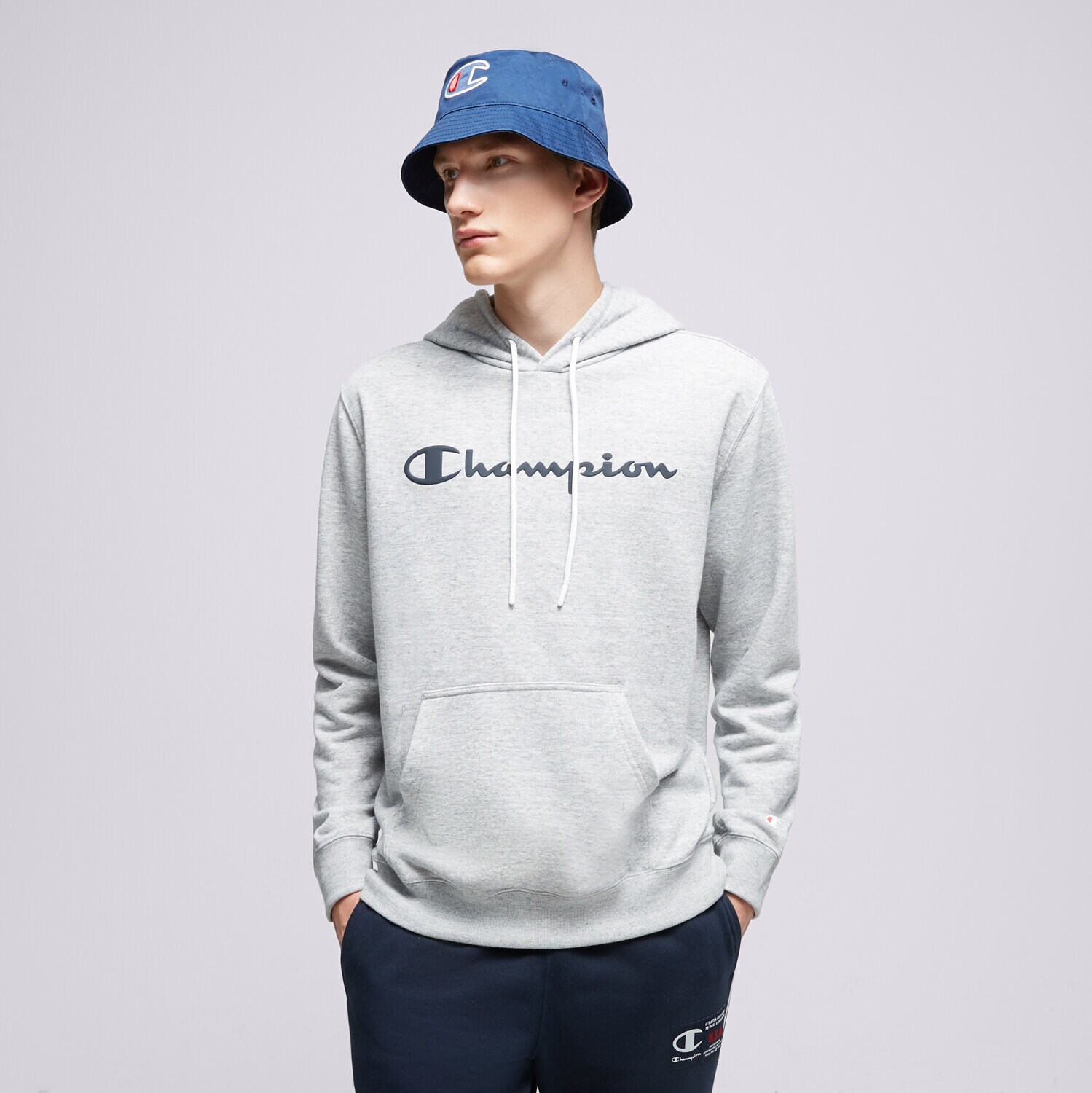 Herren CHAMPION HOODIE HOODED SWEATSHIRT 218528EM021 Grau