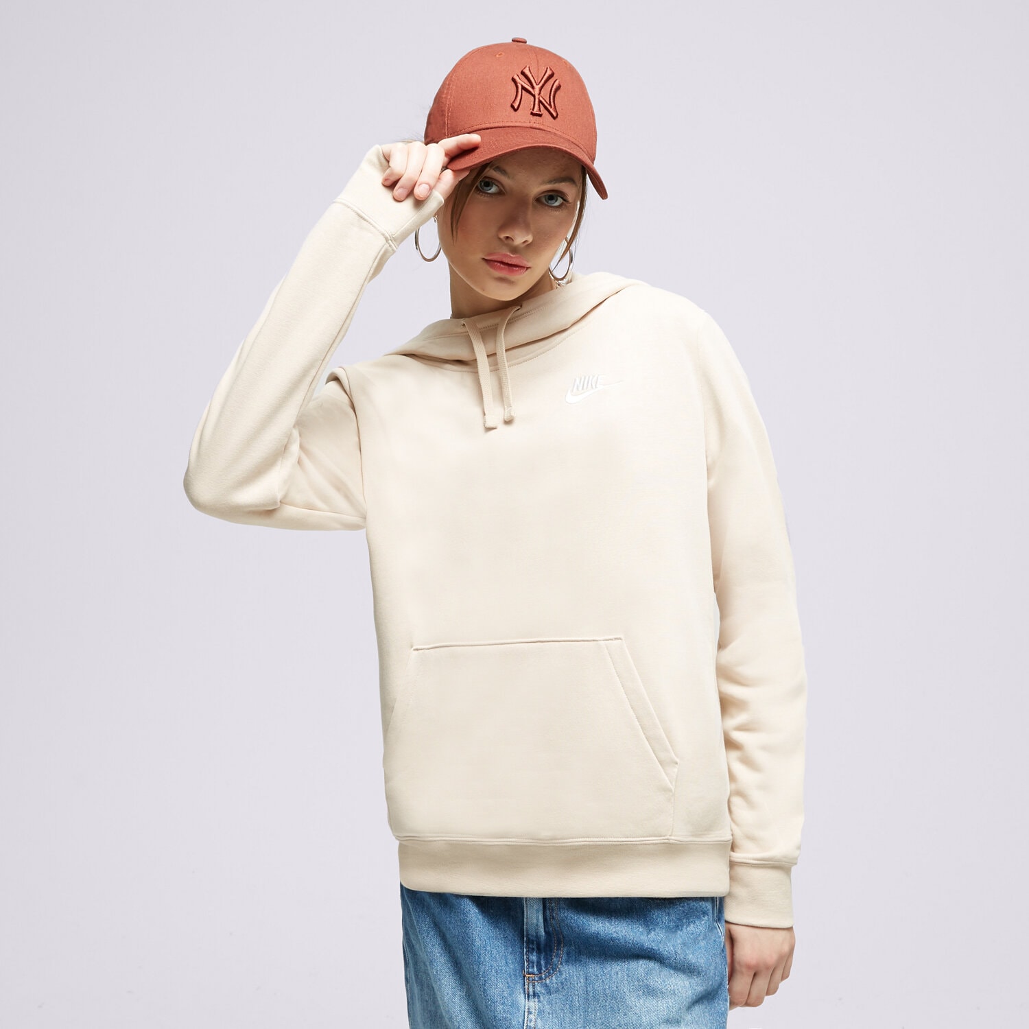 Damen NIKE HOODIE W NSW CLUB FLC DQ5415-126 Beige