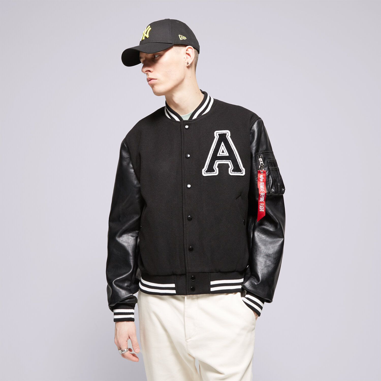 Herren Übergangsjacke ALPHA INDUSTRIES JACKE PU COLLEGE JACKET 14611103 Schwarz