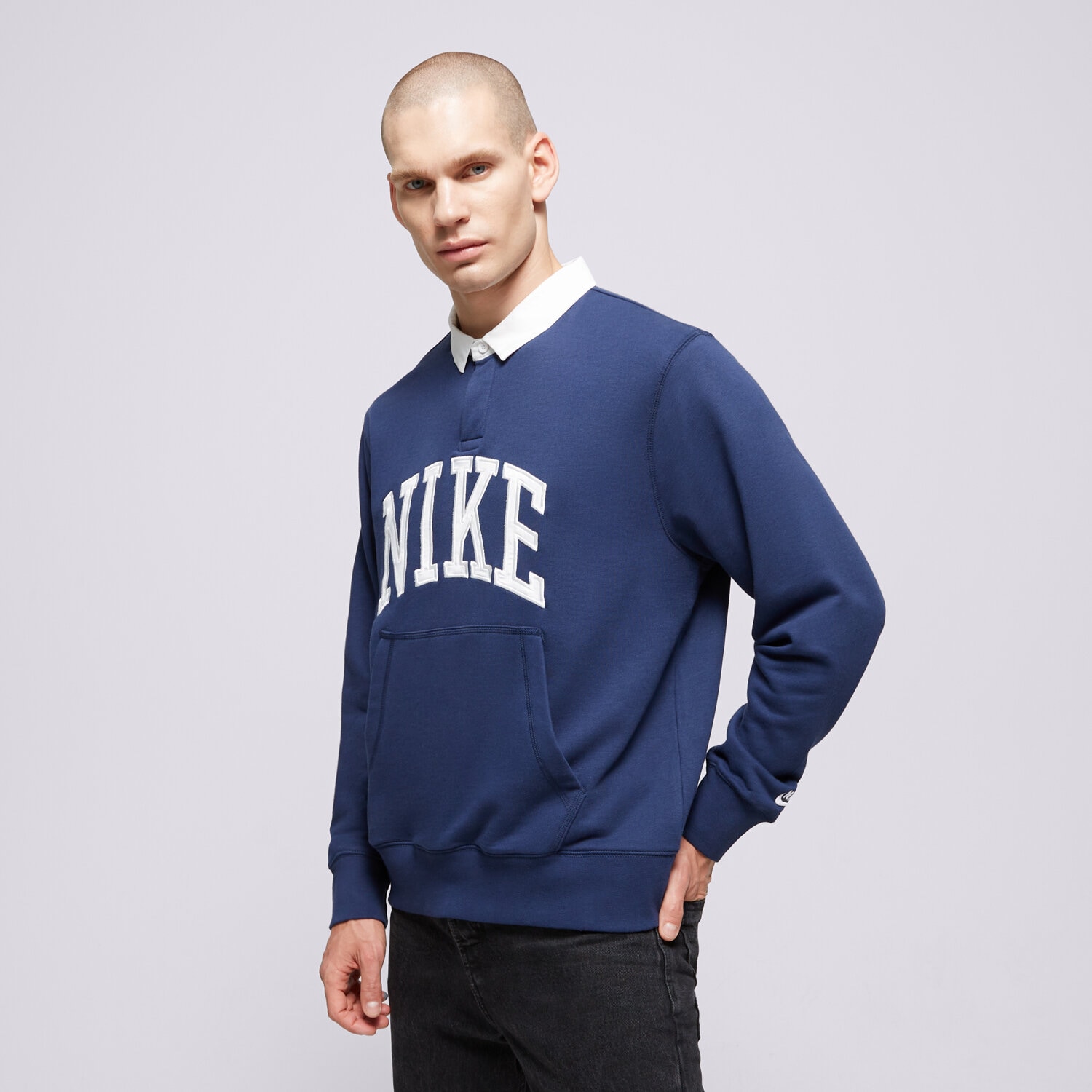 Herren NIKE SWEATSHIRT M NK CLUB HBR FT LS POLO FN3112-410 Dunkelblau