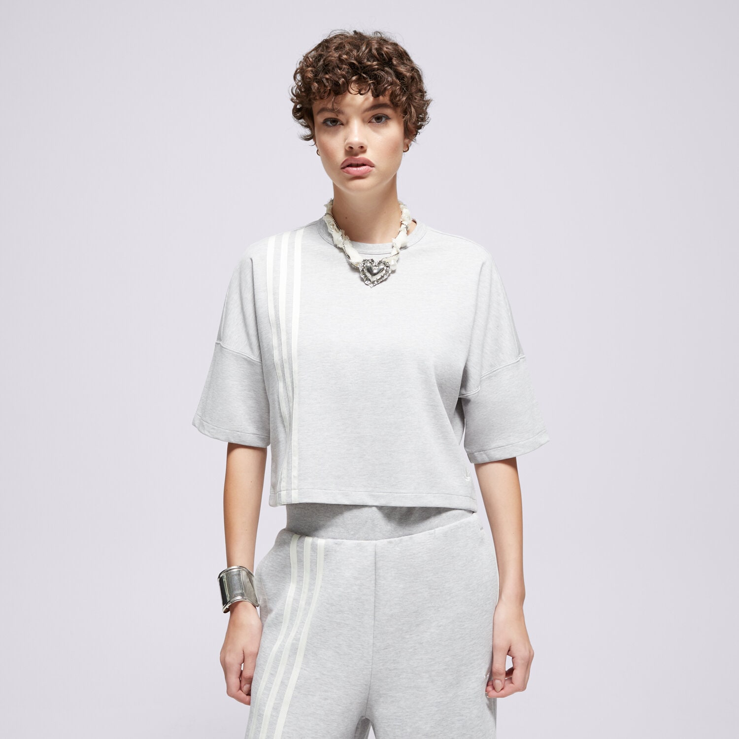 Damen T-Shirt ADIDAS T-SHIRT 3 STRIPES TEE JW3610 Grau