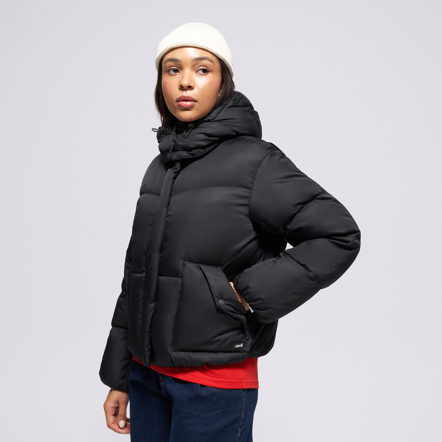 Damen Winterjacke LEVI'S JACKE WINTER WESTERN BUBBLE SHORTIE BLACK  003MD-0001 Schwarz