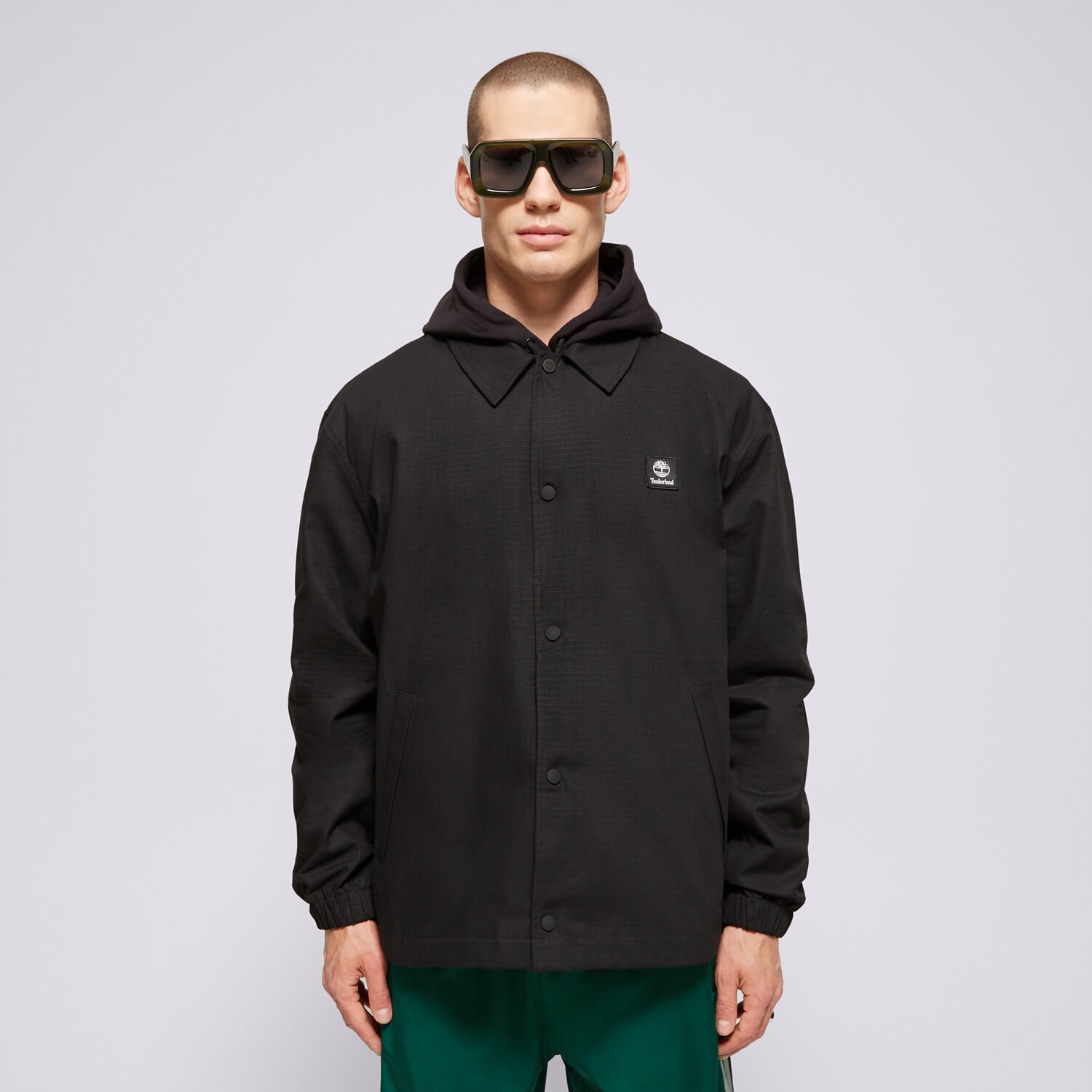 Herren Übergangsjacke TIMBERLAND JACKE WOVEN BADGE RIPSTOP COACH JACKET BLACK TB0A6FA90011 Schwarz