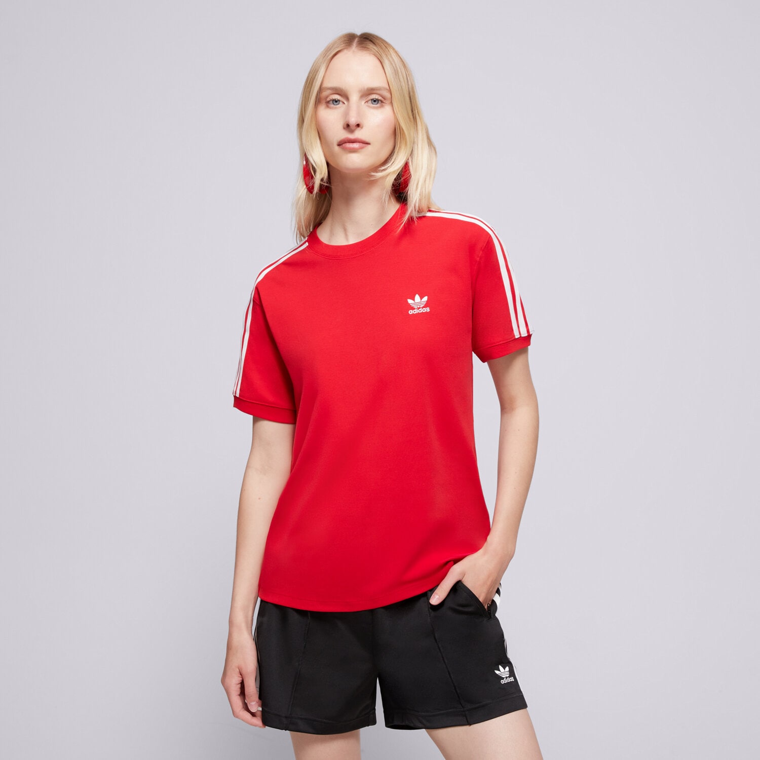 Damen T-Shirt ADIDAS T-SHIRT 3 STRIPE TEE IR8050 Rot