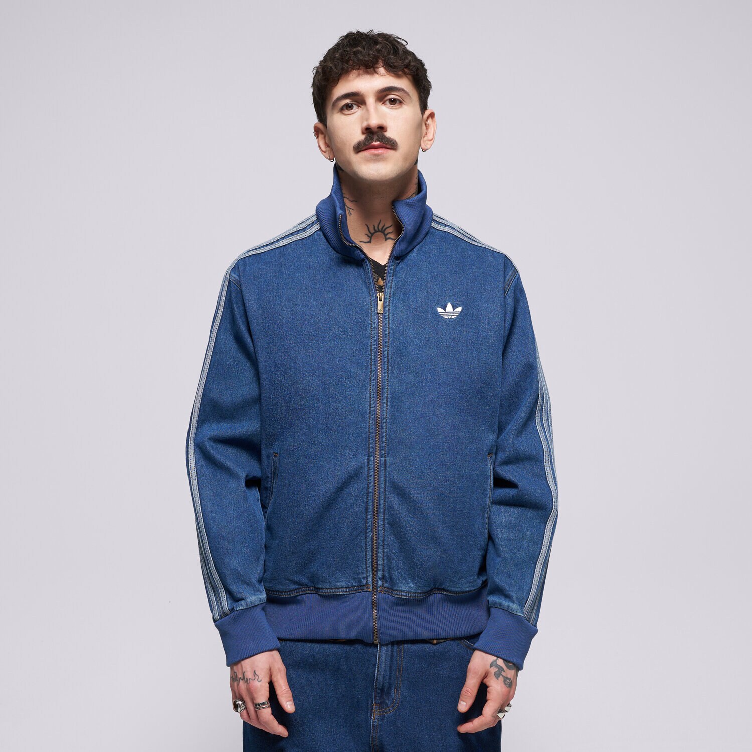 Herren ADIDAS SWEATSHIRT MIT REIßVERSCHLUSS   FIREBIRD DENIM KD1517 Blau