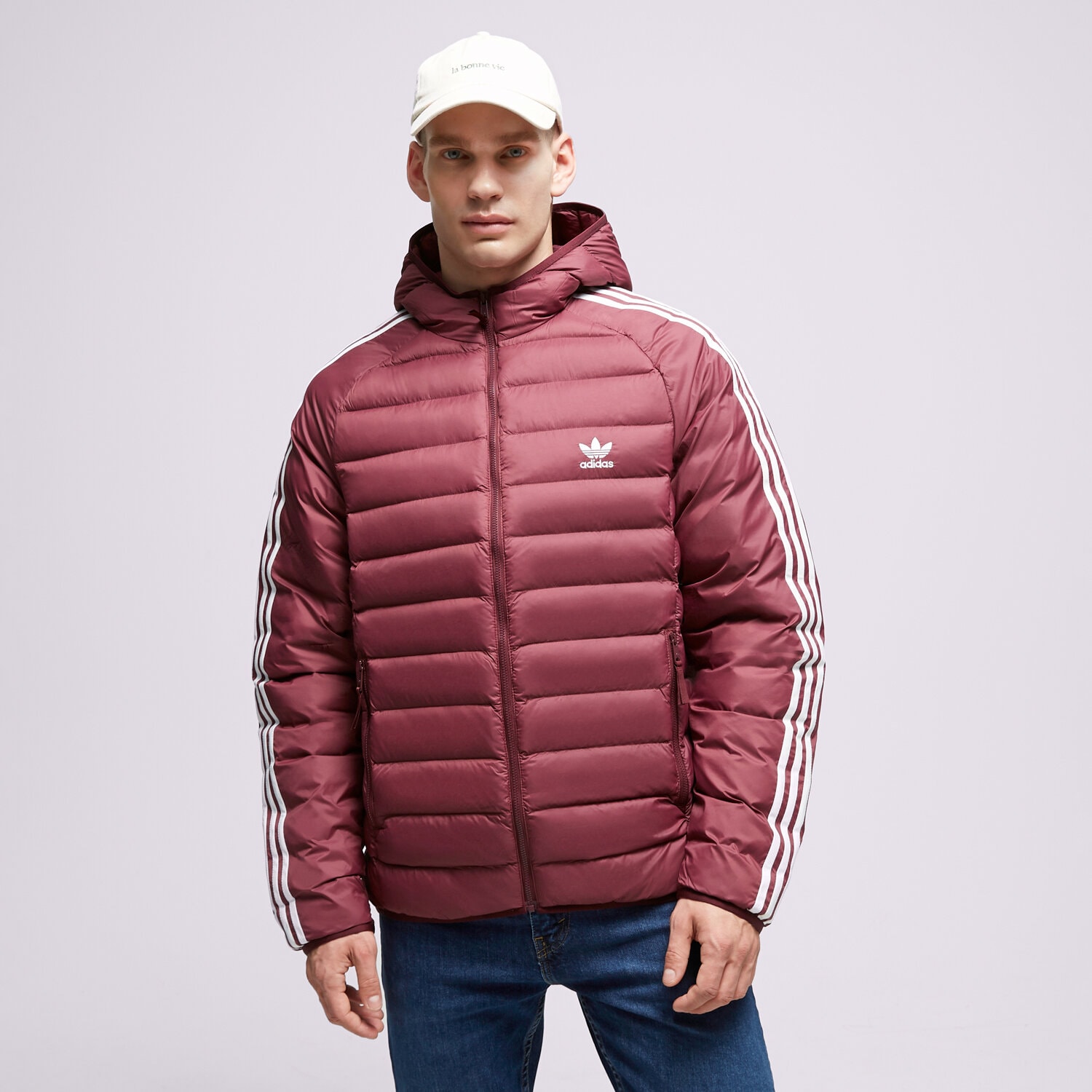 Herren Winterjacke ADIDAS DAUNENJACKE PAD HOODED PUFF IL2567 Dunkelrot