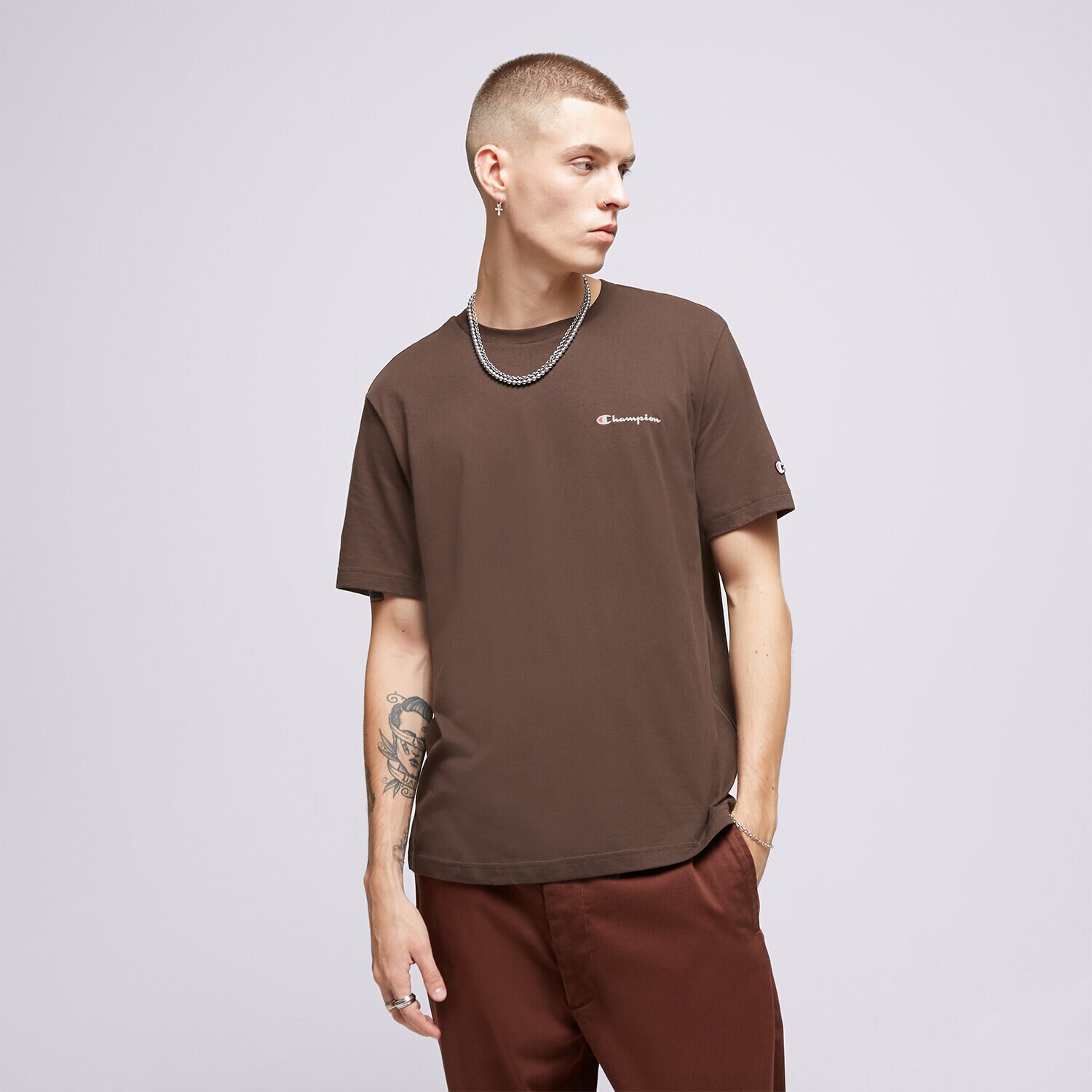 Herren T-Shirt CHAMPION T-SHIRT CREWNECK 219214MS548 Braun