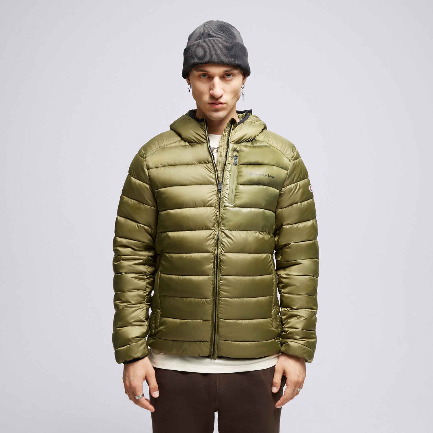 Herren Winterjacke CHAMPION JACKE WINTER HOODED JACKET 219184GS554 Grün