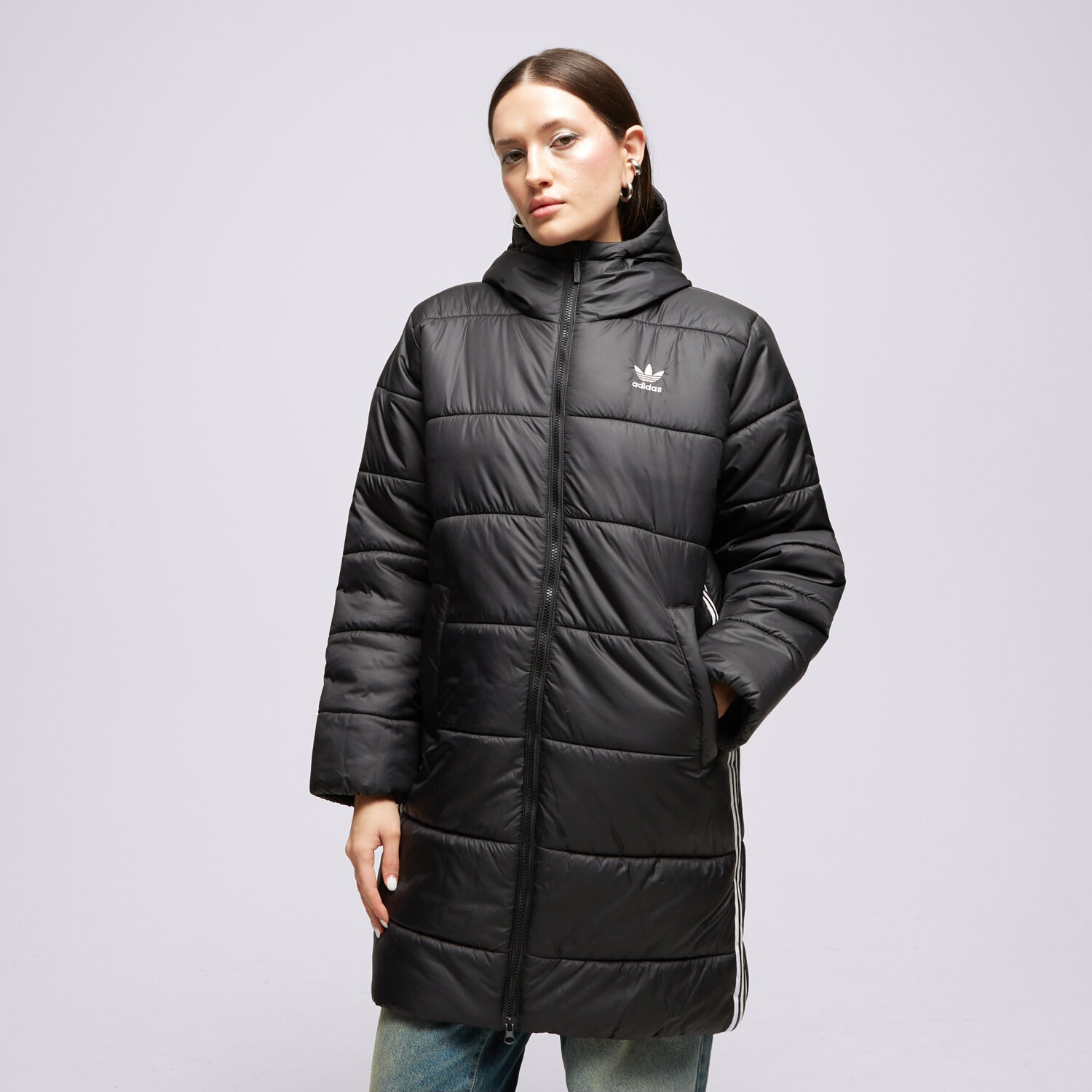 Damen Winterjacke ADIDAS JACKE WINTER ADICOLOR LONG II8456 Schwarz