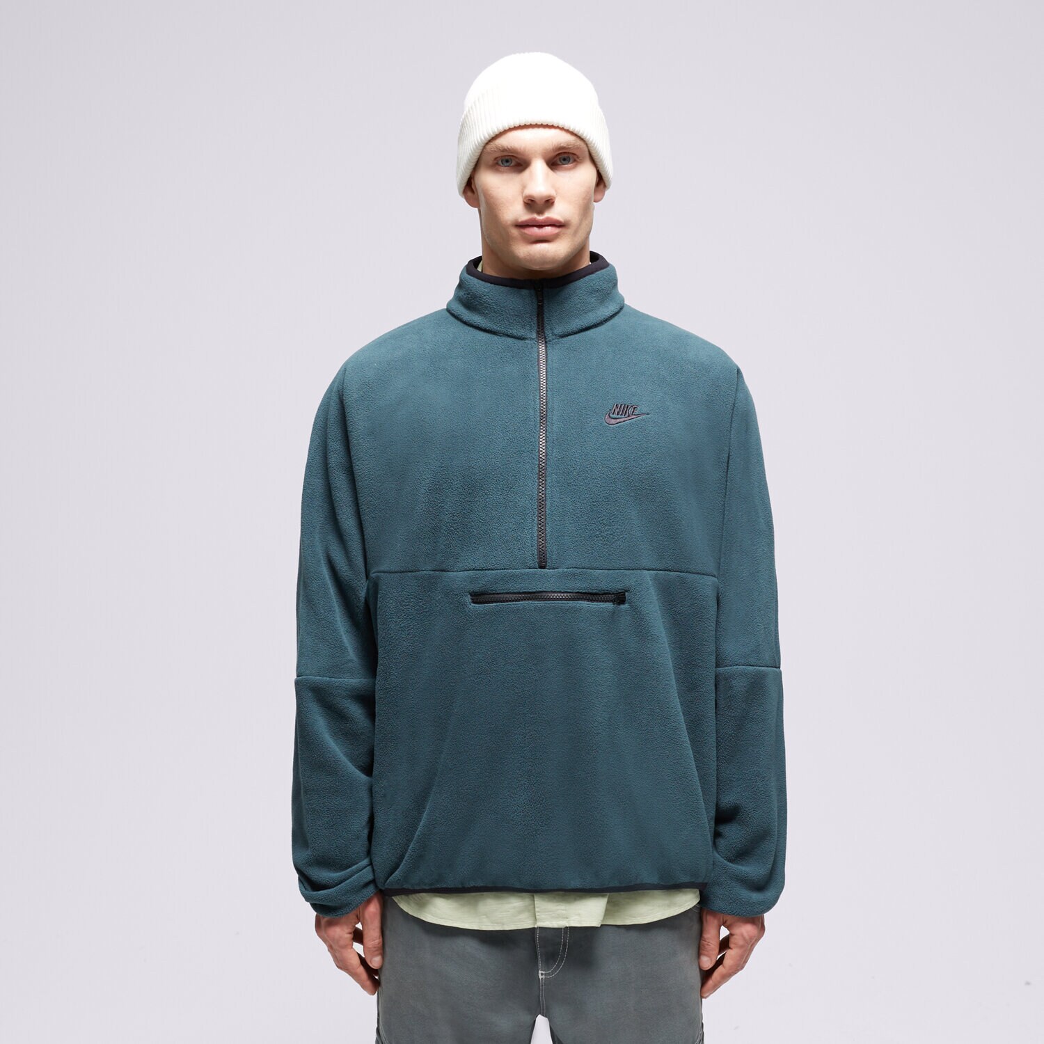 Herren NIKE SWEATSHIRT M NK CLUB+ PLR LS HZ TOP DX0525-328 Grün