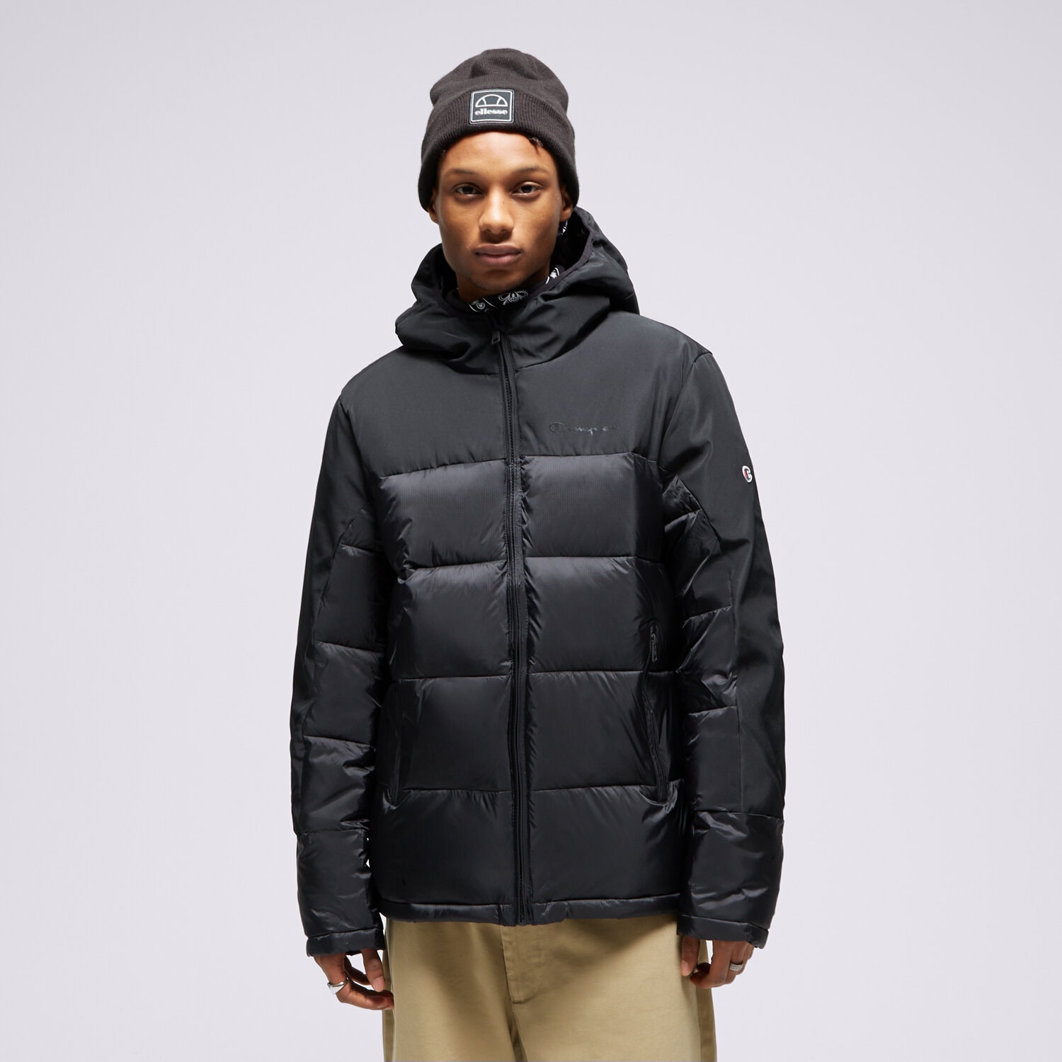 Herren Winterjacke CHAMPION DAUNENJACKE HOODED JACKET 219190KK001 Schwarz