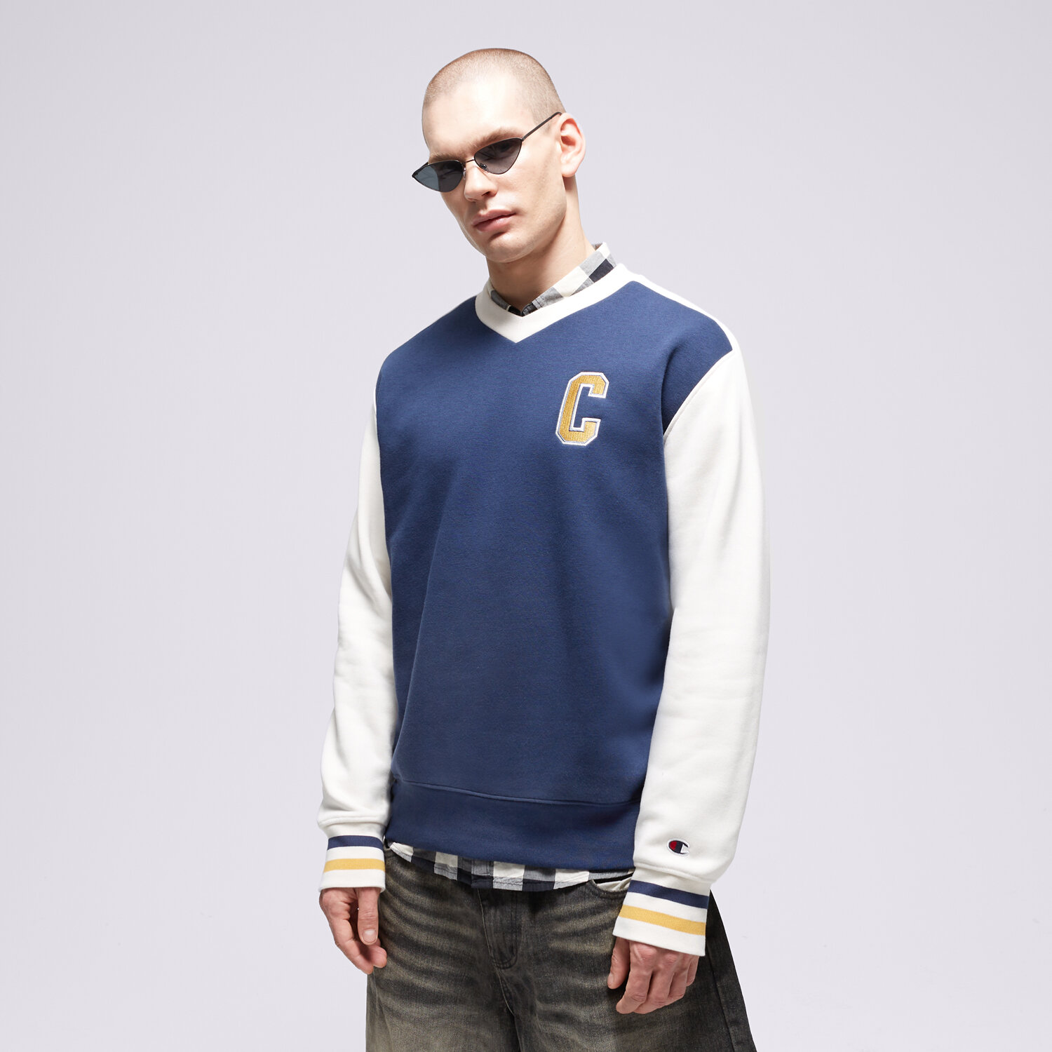 Herren CHAMPION SWEATSHIRT V-NECK SWEATSHIRT 219176BS561 Dunkelblau