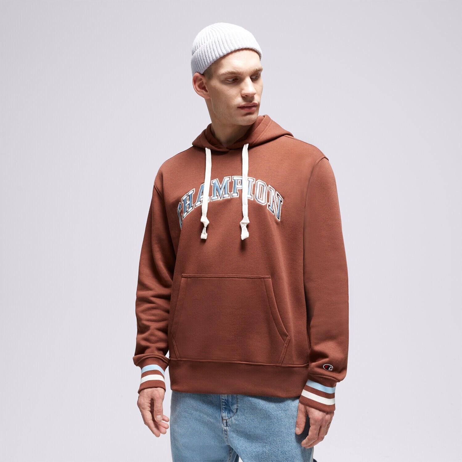 Herren CHAMPION HOODIE HOODED SWEATSHIRT 219174MS534 Braun
