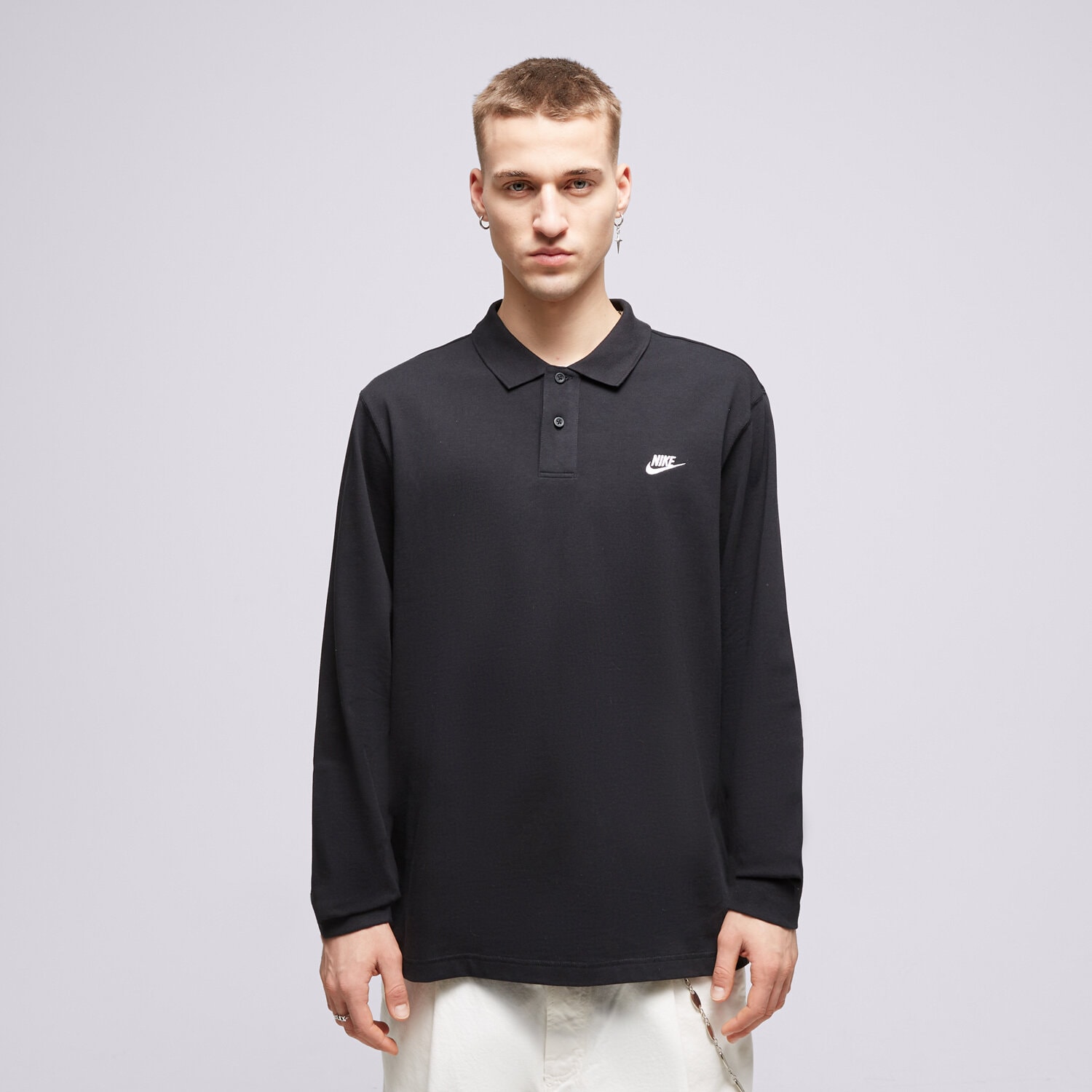 Herren Polo-Shirt NIKE POLO M NK CLUB KNIT LS POLO FQ3417-010 Schwarz