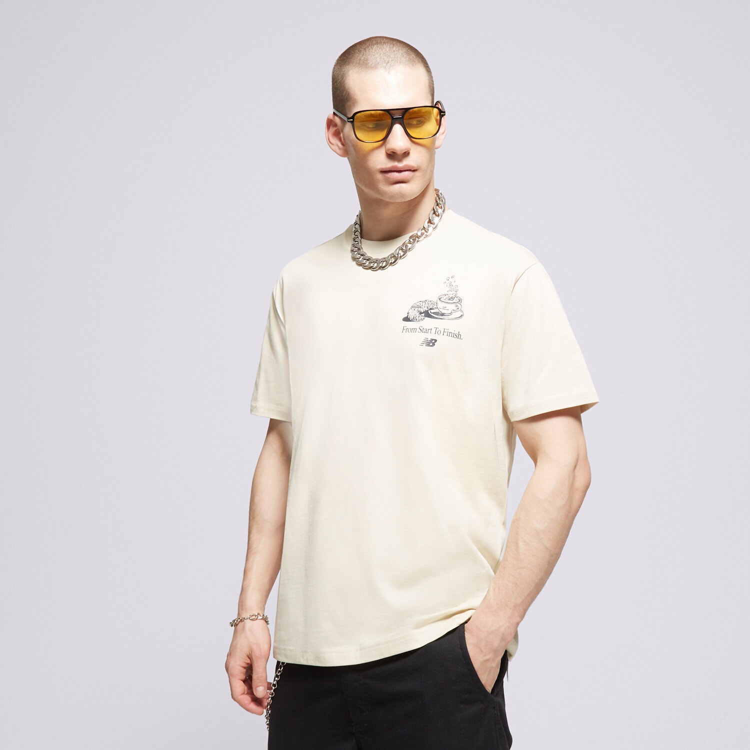 Herren T-Shirt NEW BALANCE T-SHIRT T-SHIRT ESSENTIALS CAFE JAVA COTTO BE MT31561BE Weiß