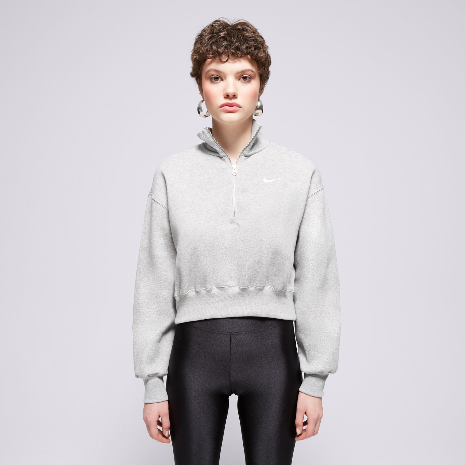 Damen NIKE SWEATSHIRT W NSW PHNX FLC QZ CROP DQ5767-063 Grau
