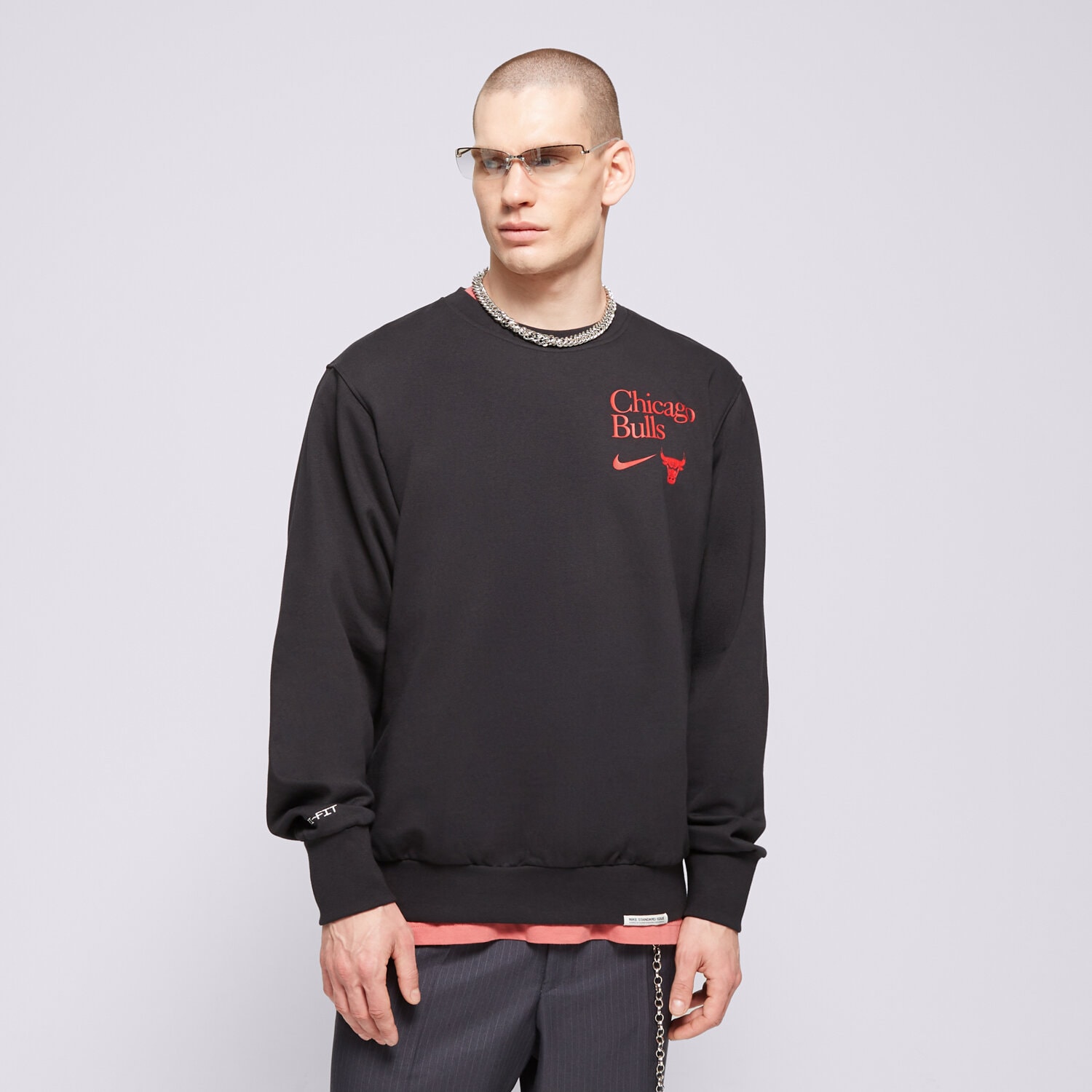 Herren NIKE SWEATSHIRT CHI MNK DF STD ISS CRW CTS GX NBA FD8649-010 Schwarz