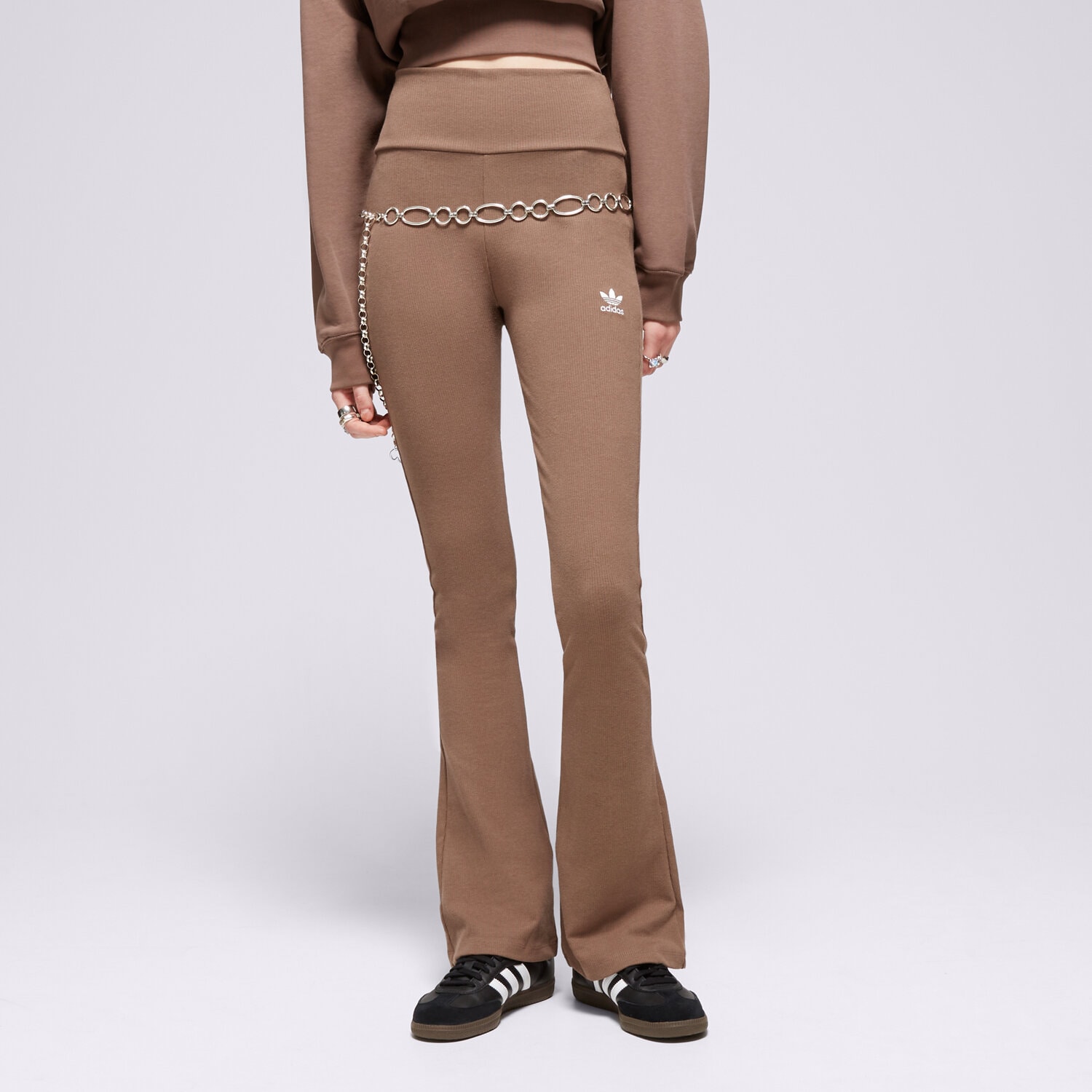 Damen Hosen ADIDAS HOSE RIB FLARED PANT IR5945 Braun