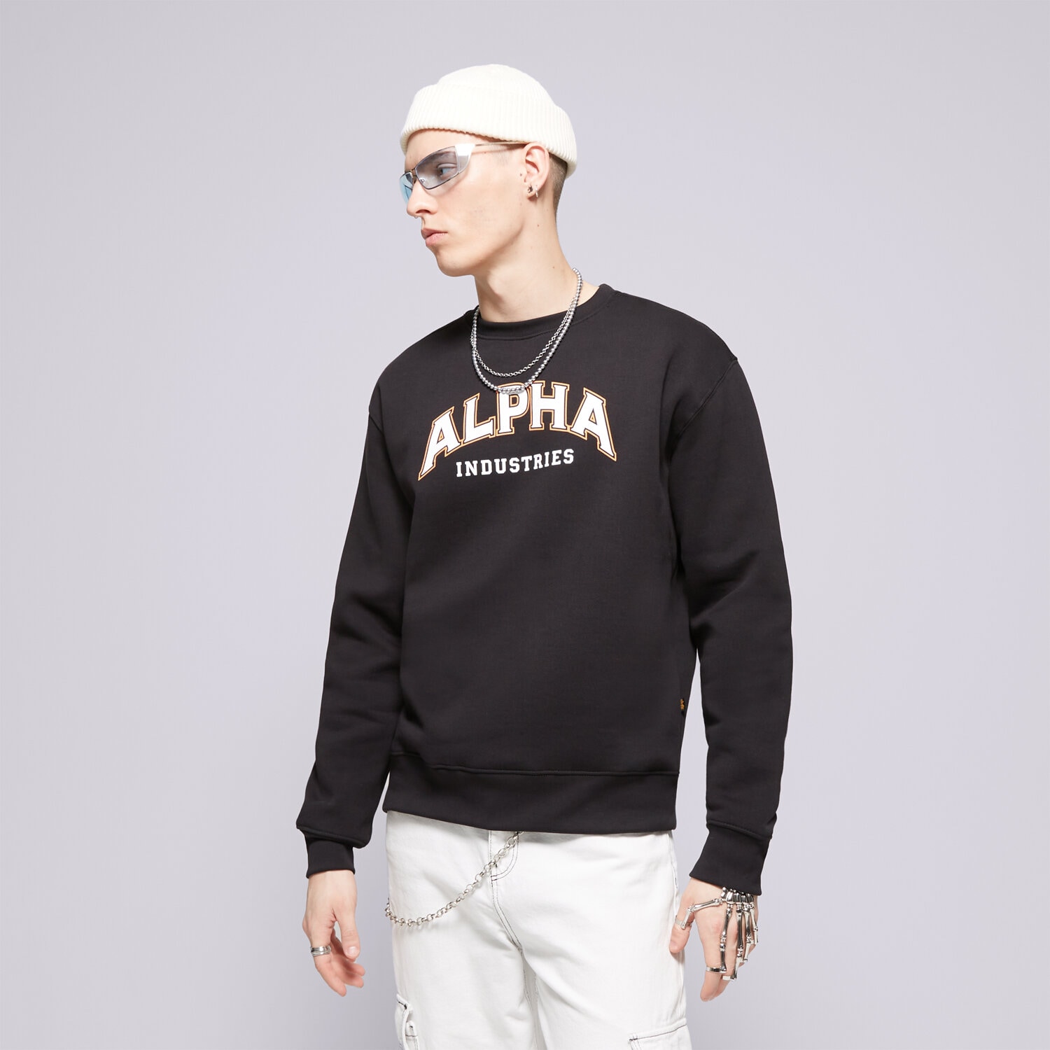 Herren ALPHA INDUSTRIES SWEATSHIRT COLLEGE SWEATER 14630103 Schwarz