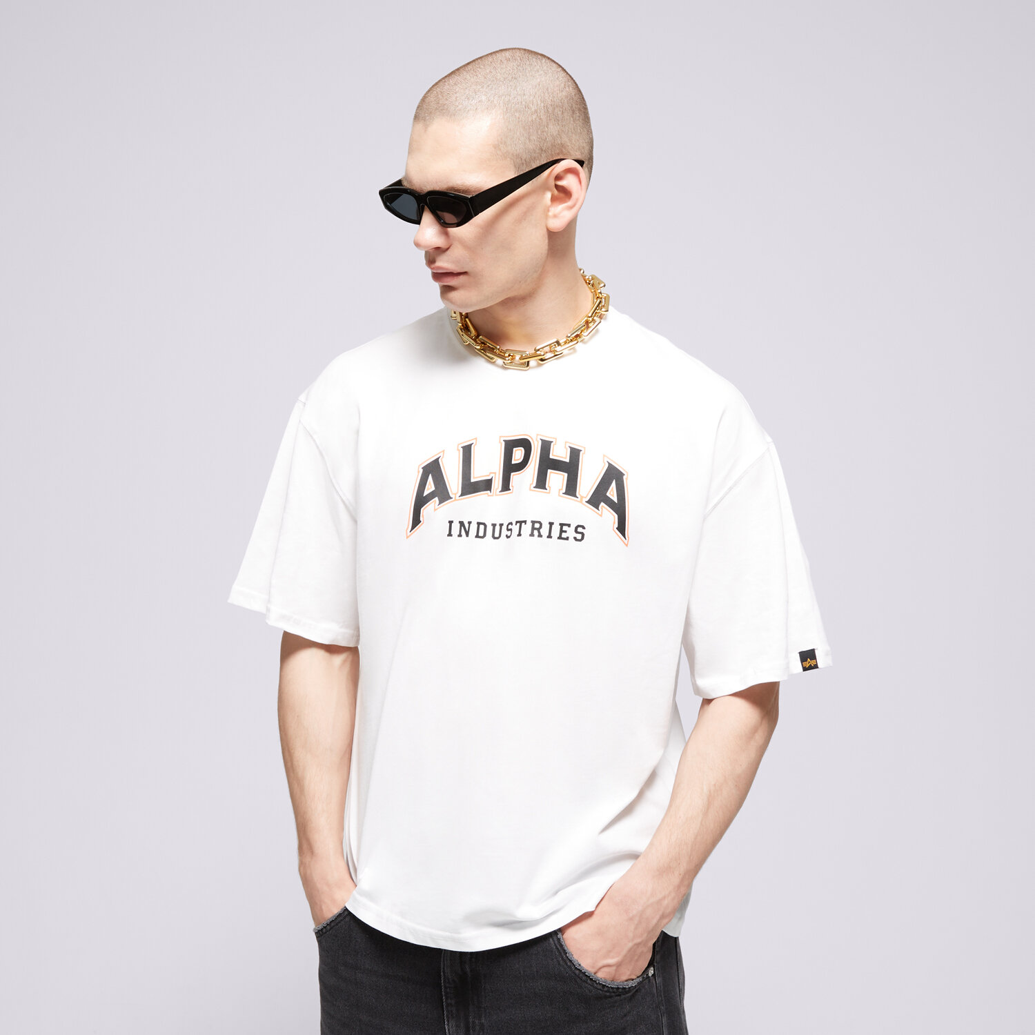 Herren T-Shirt ALPHA INDUSTRIES T-SHIRT COLLEGE T 14650109 Weiß