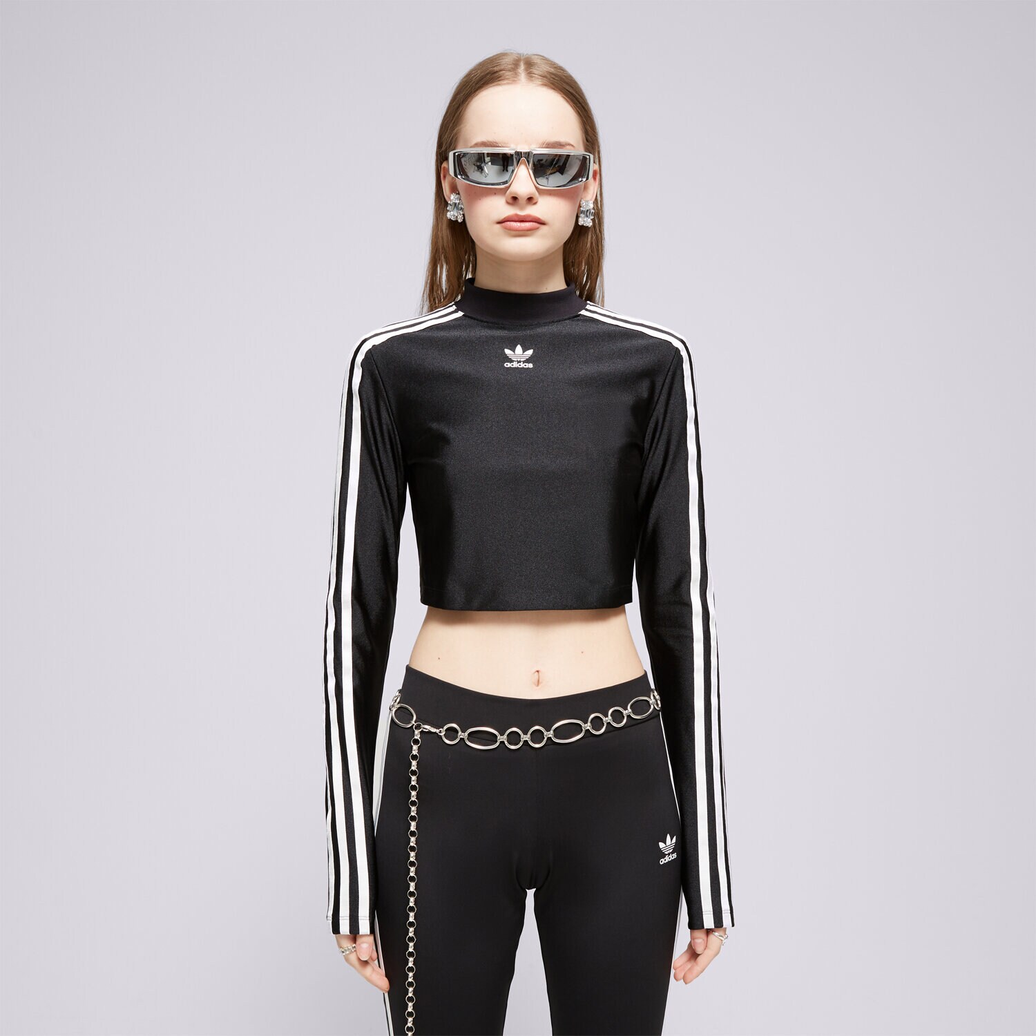 Damen T-Shirt ADIDAS TOP 3 S CROPPED LS IU2428 Schwarz
