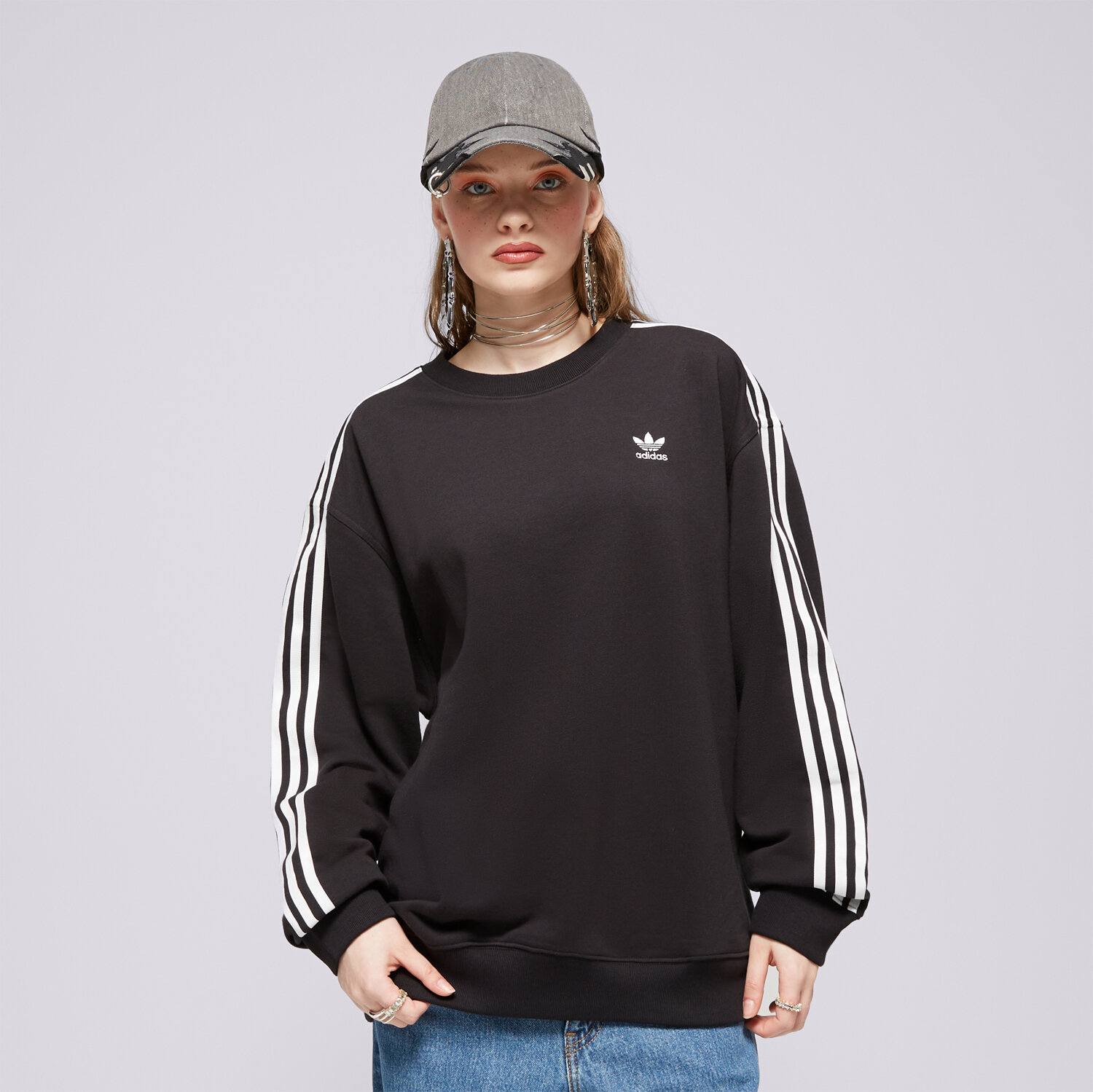 Damen ADIDAS SWEATSHIRT 3 S CREW OS IU2423 Schwarz