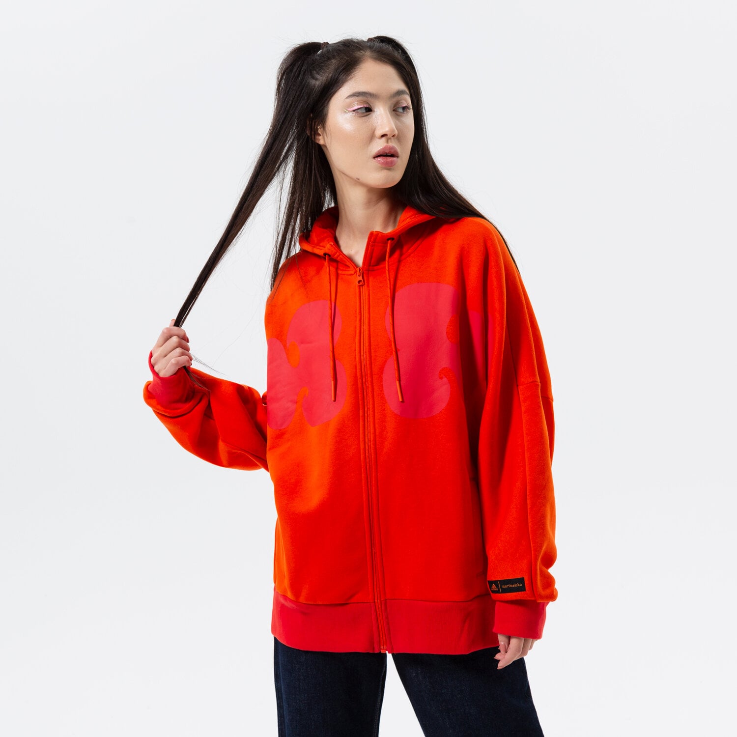 Damen ADIDAS SWEATSHIRT MIT REIßVERSCHLUSS   Z KAPTUREM MMK CORANG HJ7304 koralle