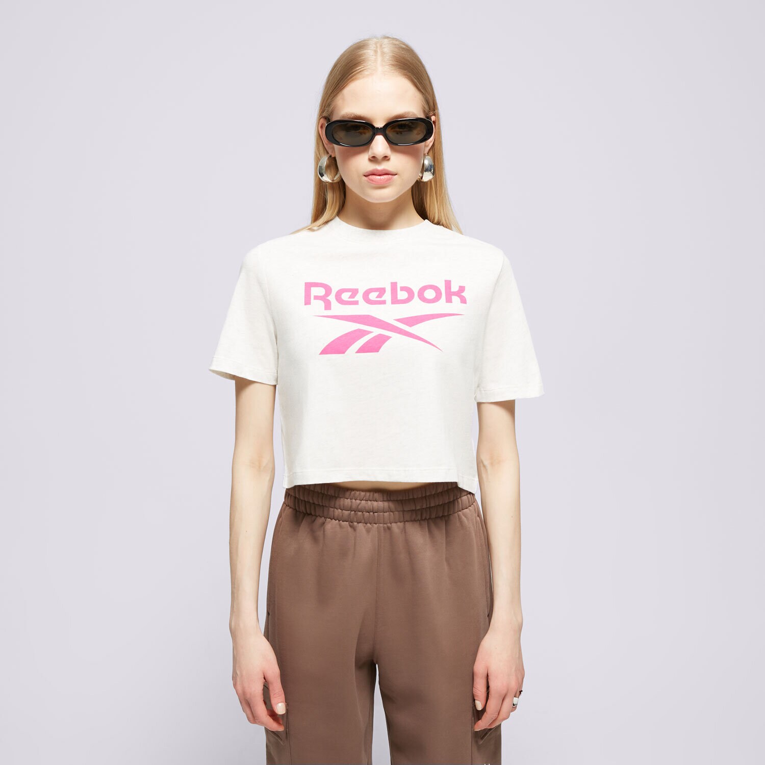 Damen T-Shirt REEBOK T-SHIRT REEBOK IDENTITY BIG LOGO CROP TEE 100075999 Beige