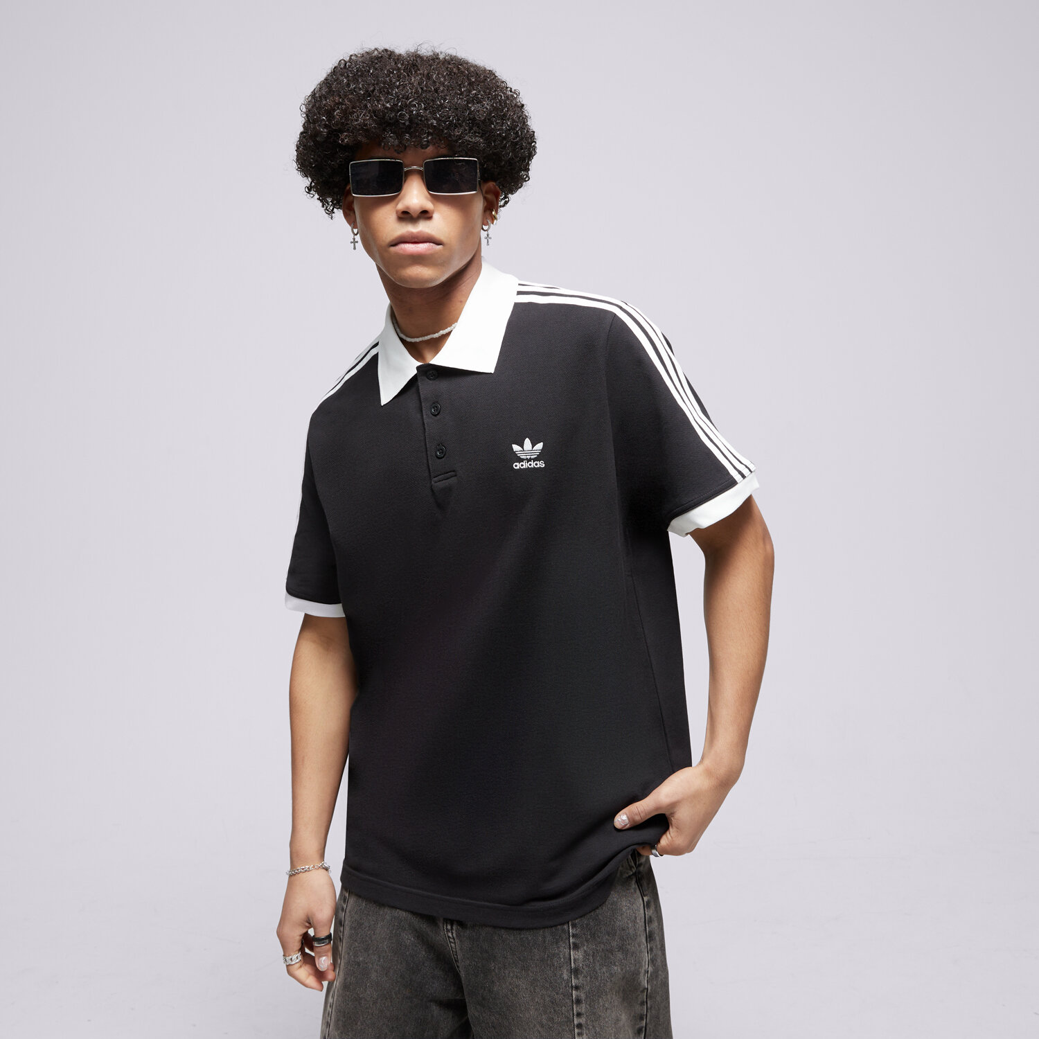 Herren Polo-Shirt ADIDAS POLO 3-STRIPE POLO IL2501 Schwarz
