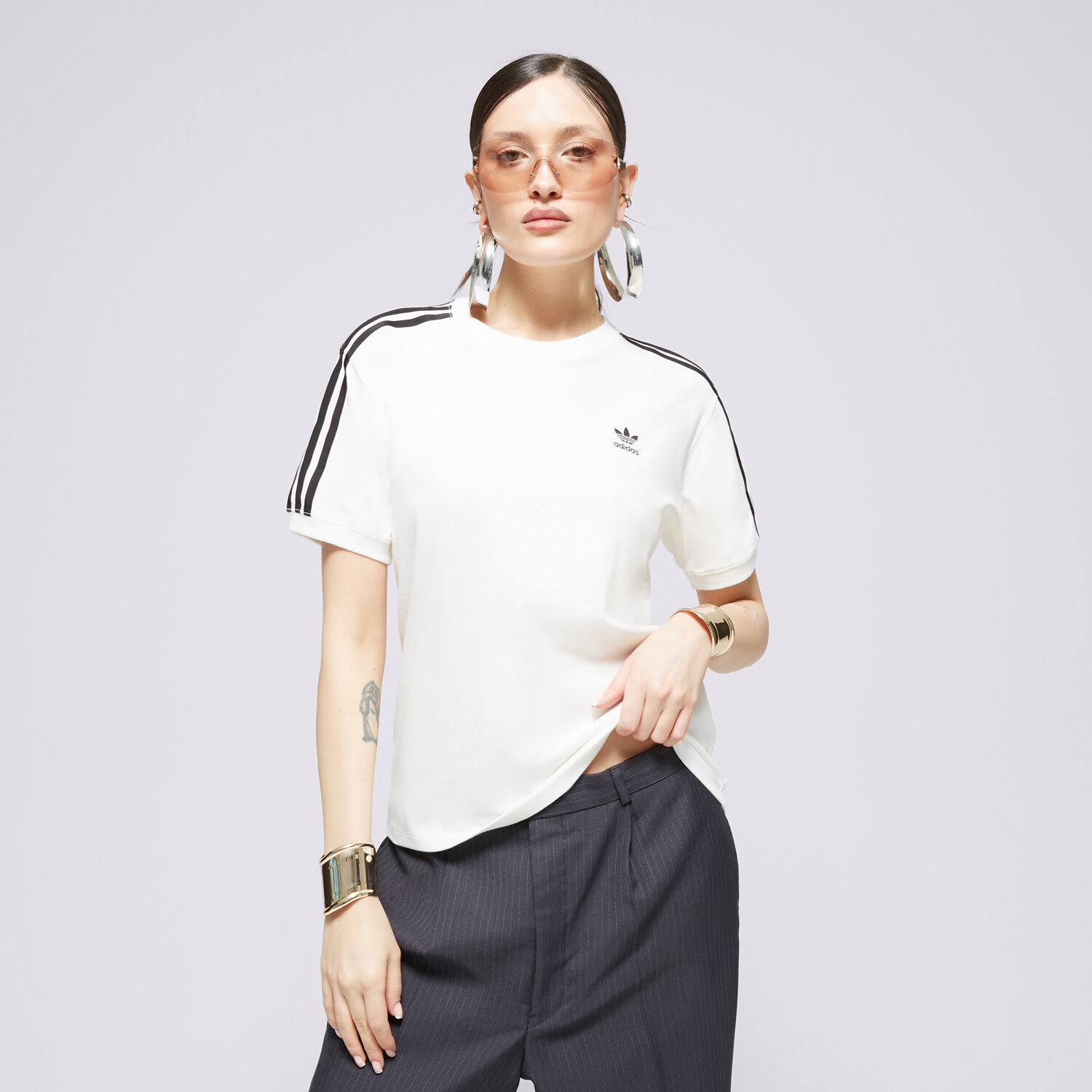 Damen T-Shirt ADIDAS T-SHIRT 3 STRIPE TEE IR8051 Weiß