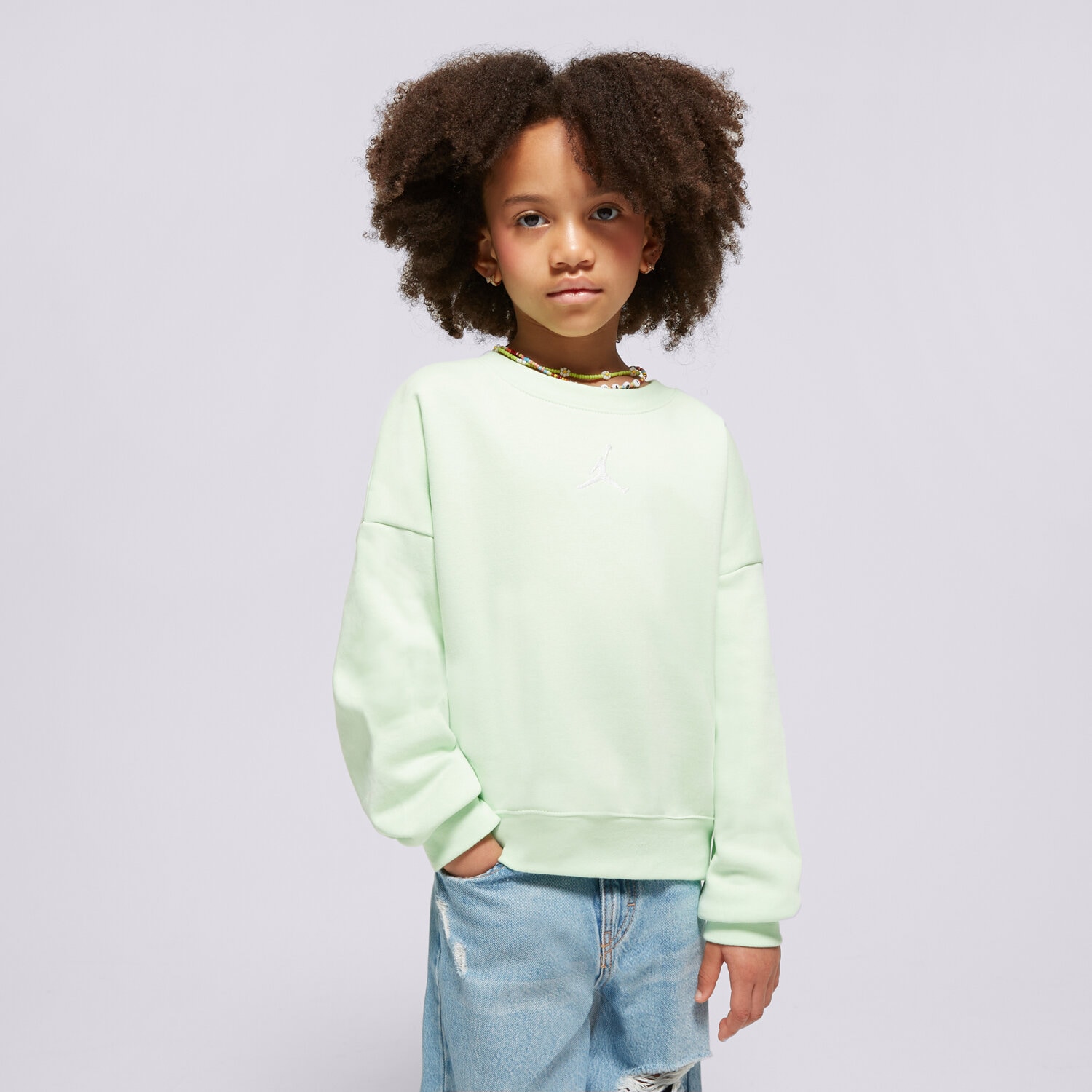 Kinder JORDAN SWEATSHIRT ICON PLAY OVERSIZED CREW GIRL 45C387-E2E Grün