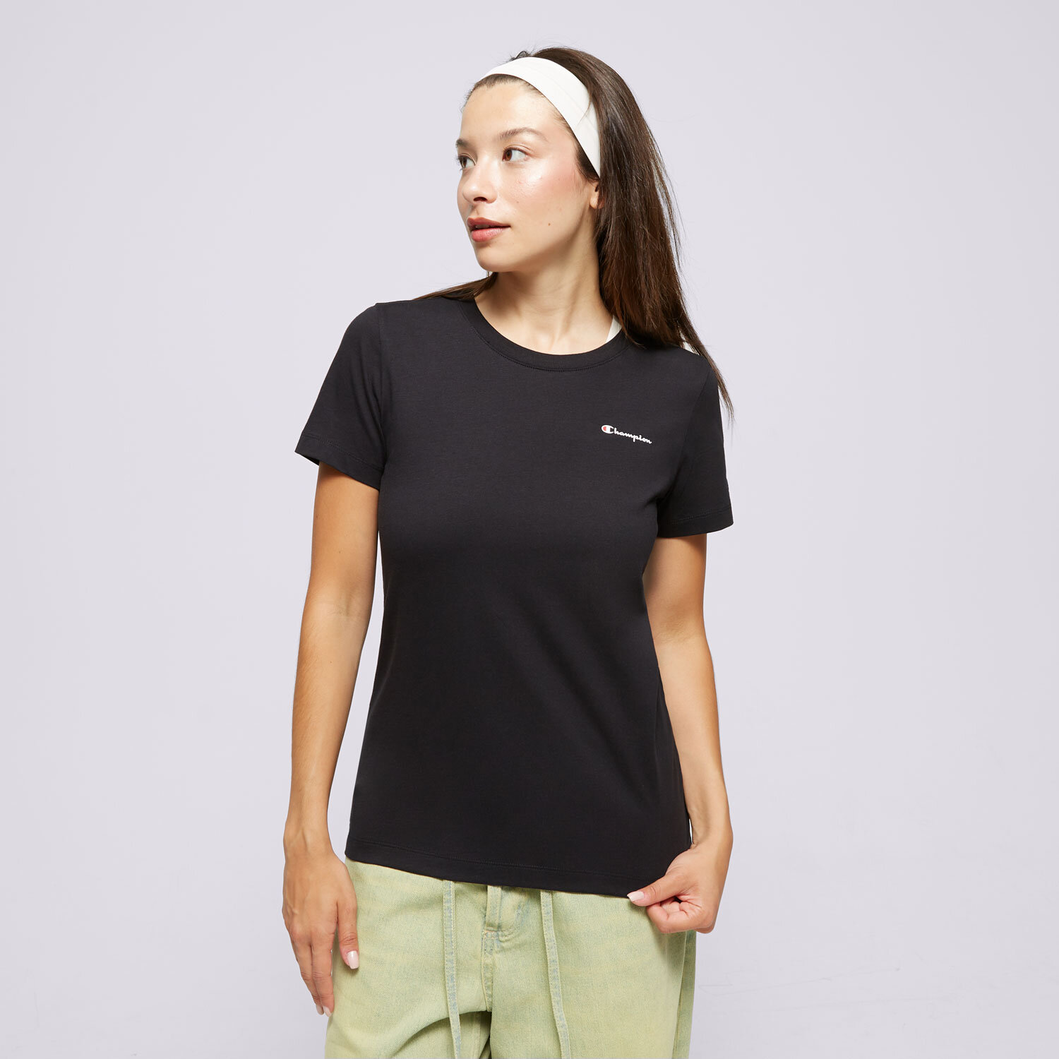 Damen T-Shirt CHAMPION T-SHIRT CREWNECK T-SHIRT 117367KK001 Schwarz