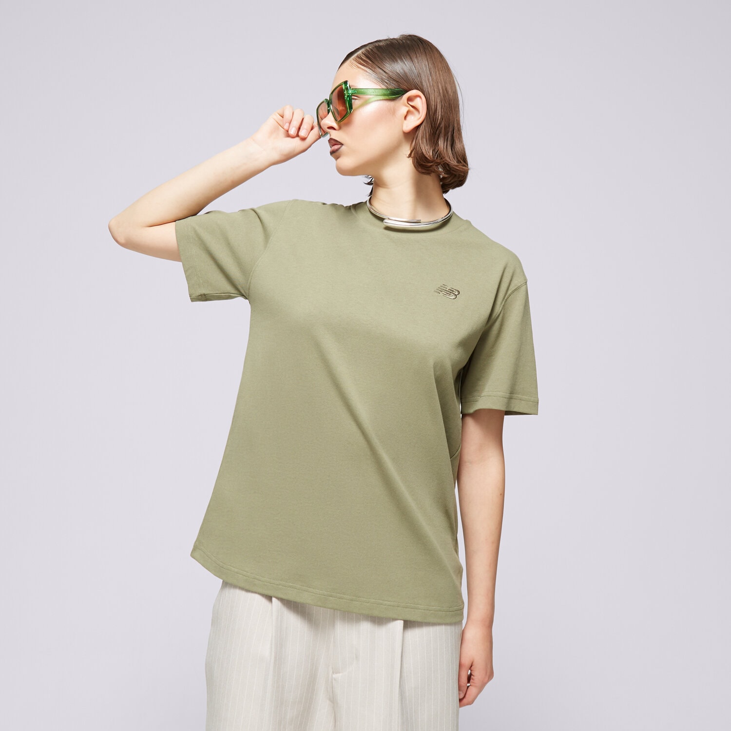 Damen T-Shirt NEW BALANCE T-SHIRT ATHLETICS JERSEY WT41501DEK Khaki