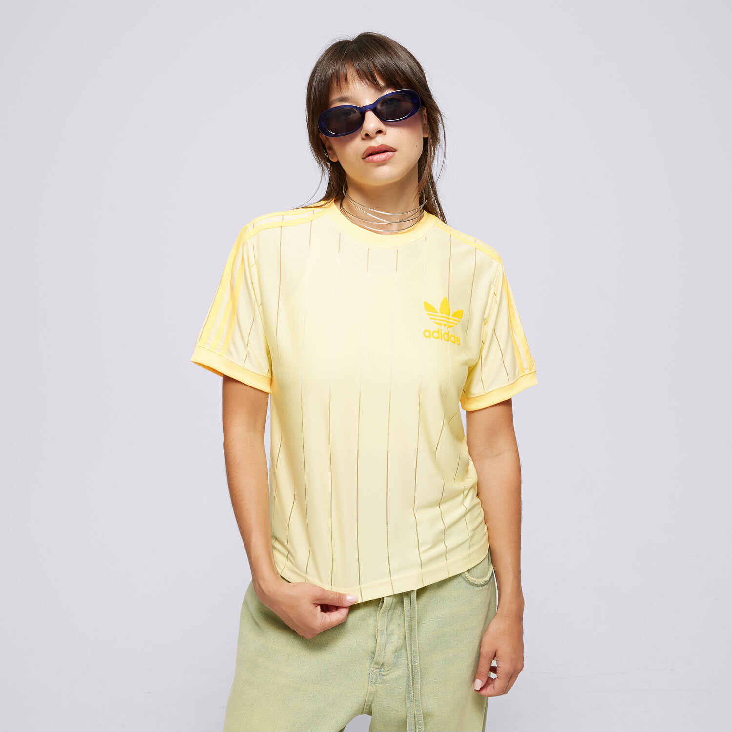Adidas shirt with stripes on sleeve clearance