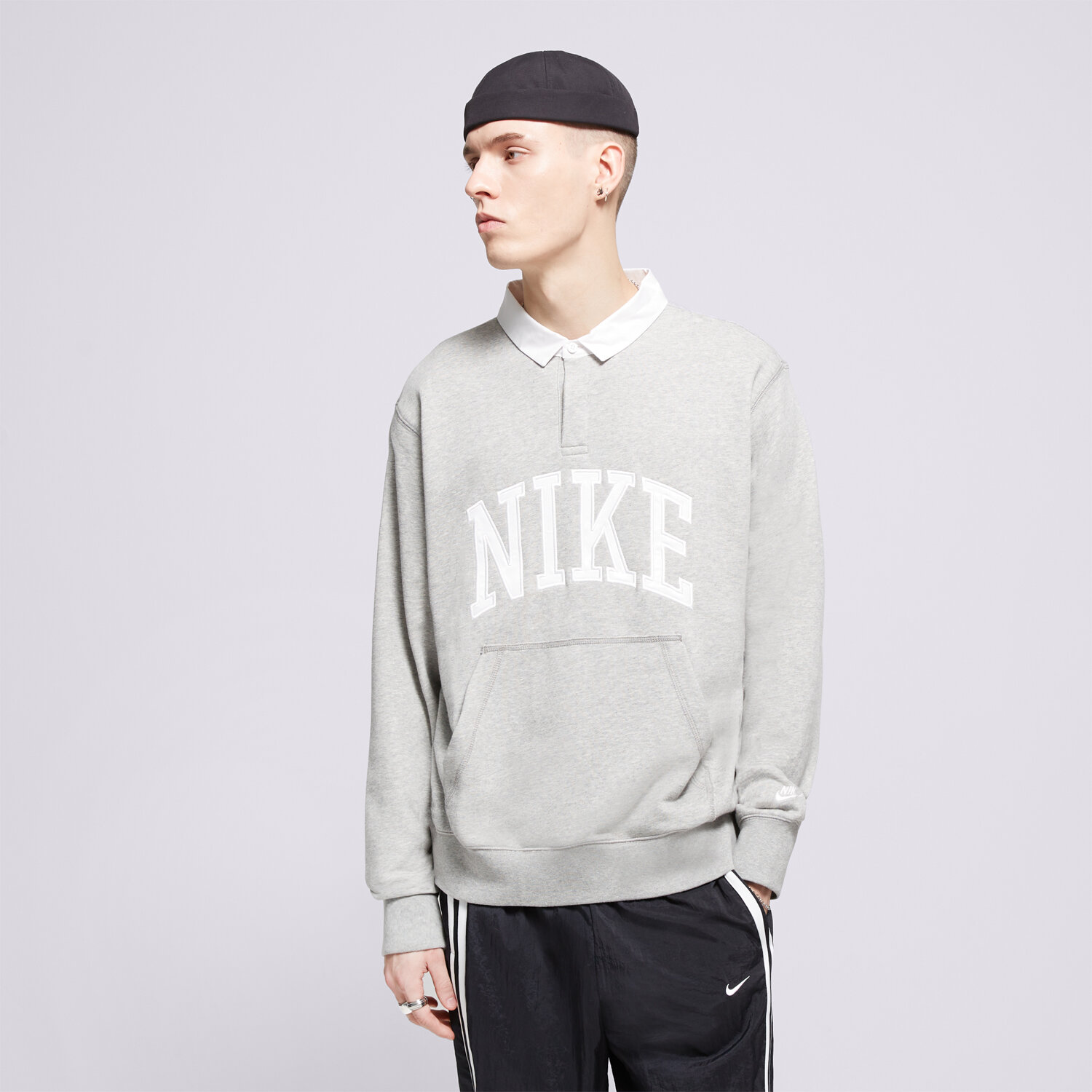Herren NIKE SWEATSHIRT M NK CLUB HBR FT LS POLO FN3112-063 Grau