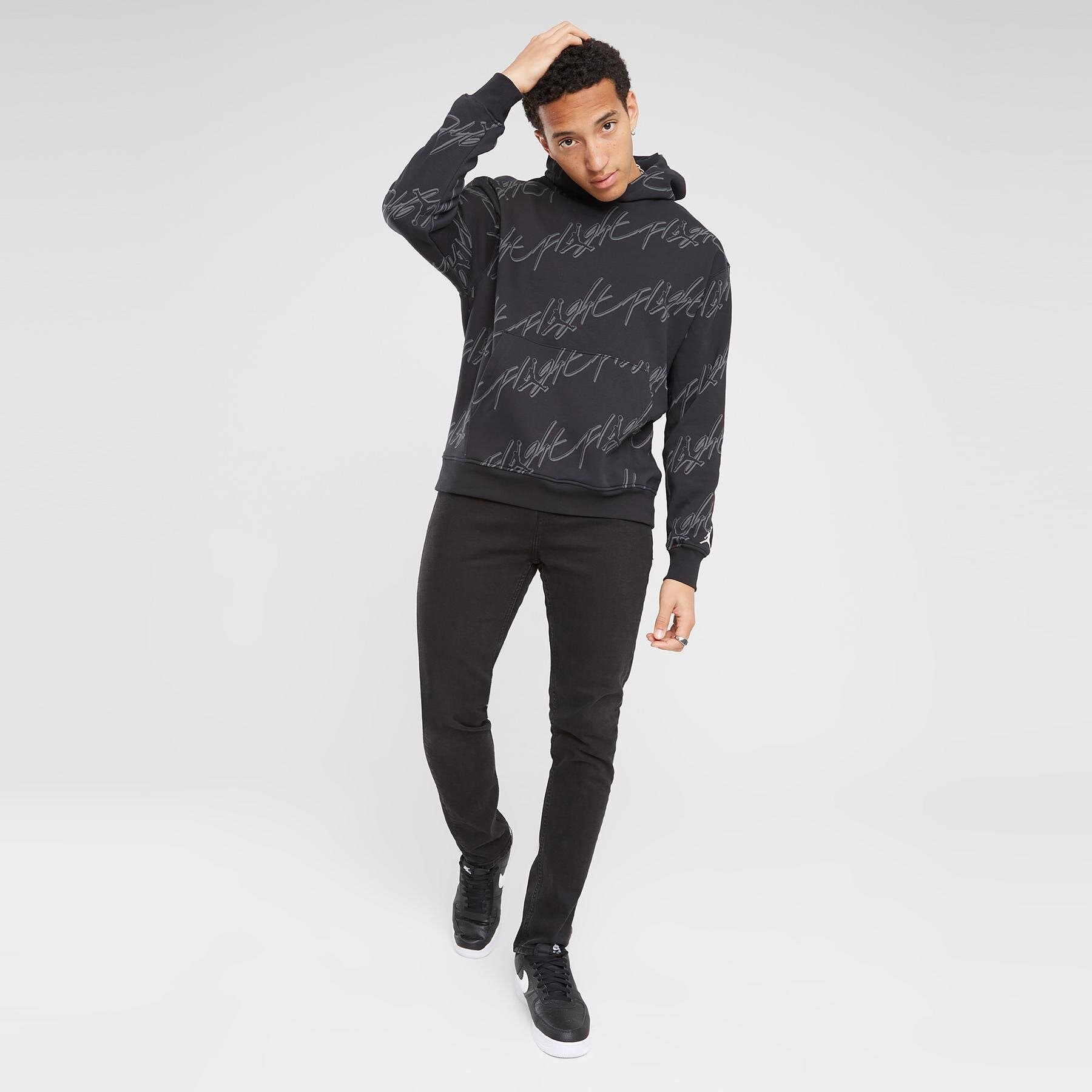 Herren JORDAN SWEATSHIRT M J ESS AOP FLC PO FB7318-010 Schwarz