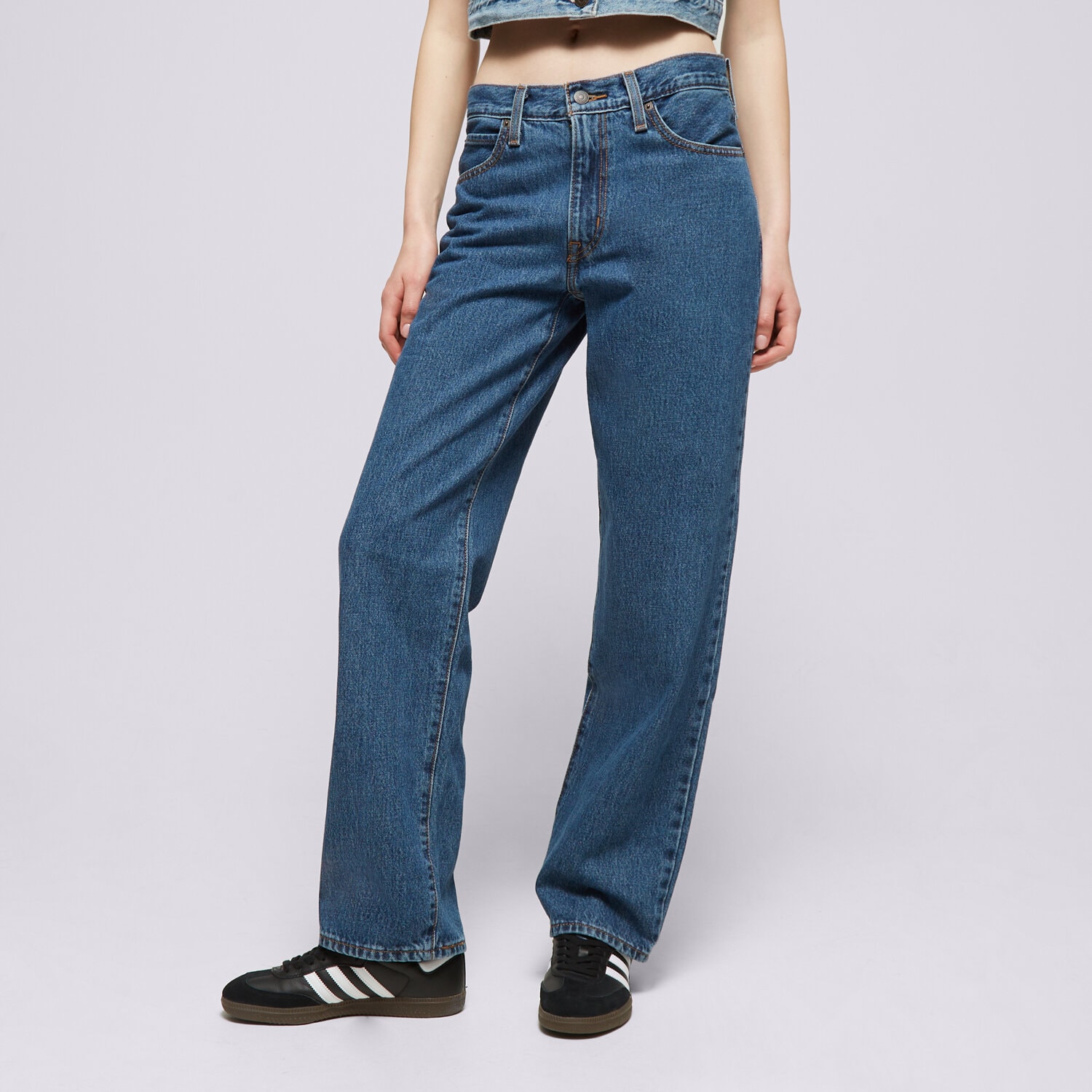 Damen Hosen LEVI'S HOSE 94 BAGGY MED INDIGO - WORN IN A3510-0028 Dunkelblau